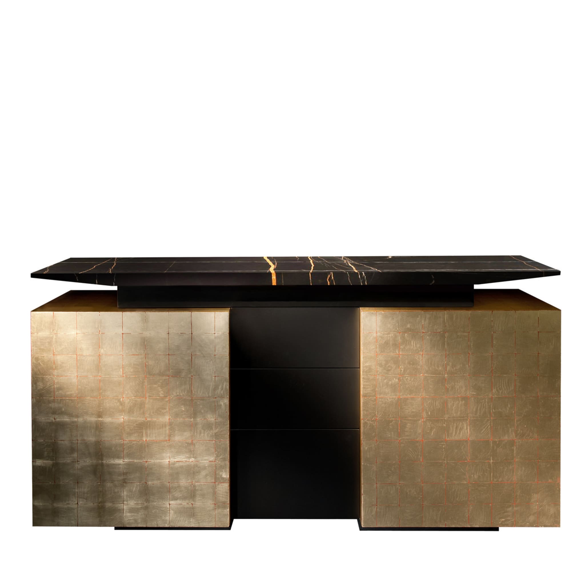 Kataï Gold Sideboard mit schwarzer Guinea-Marmorplatte - Hauptansicht