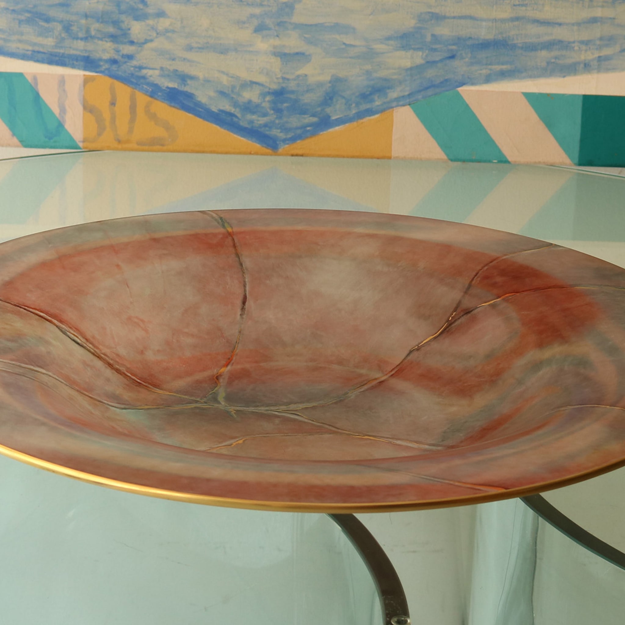 Marmo Large Pink Plate with Gold - Alternative view 2