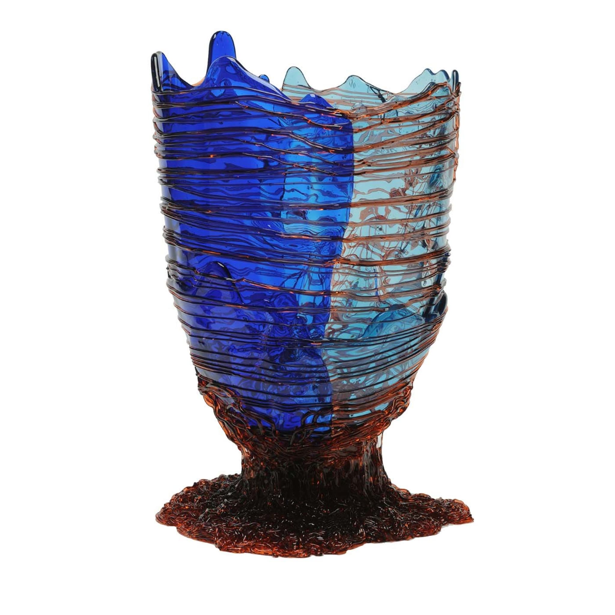 Grand vase bleu et gris Spaghetti de Gaetano Pesce - Vue principale