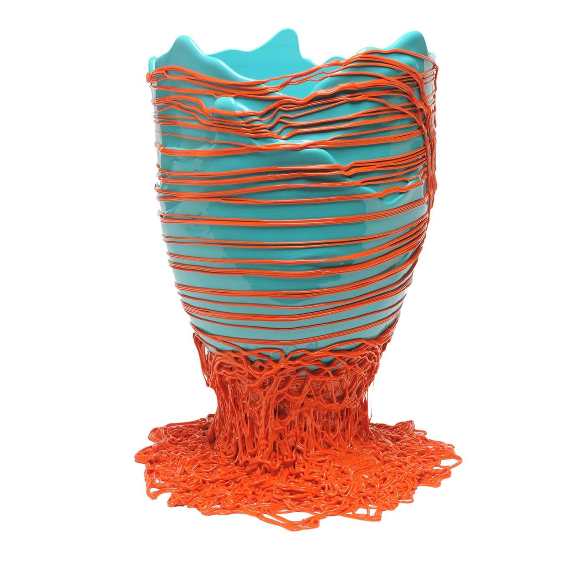 Spaghetti Orange and Light Blue Large Vase by Gaetano Pesce - Main view