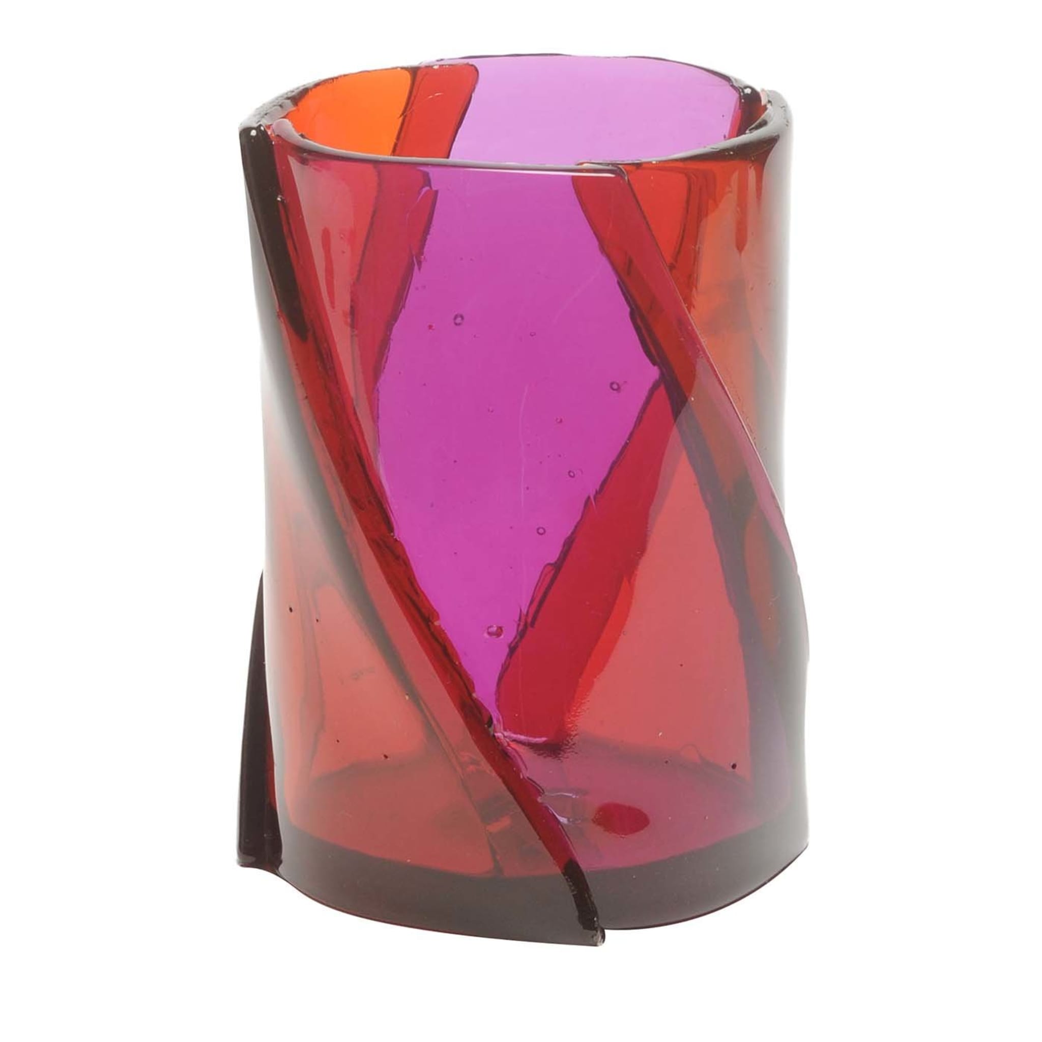 Petit vase Twirl rose et rouge par Enzo Mari - Vue principale