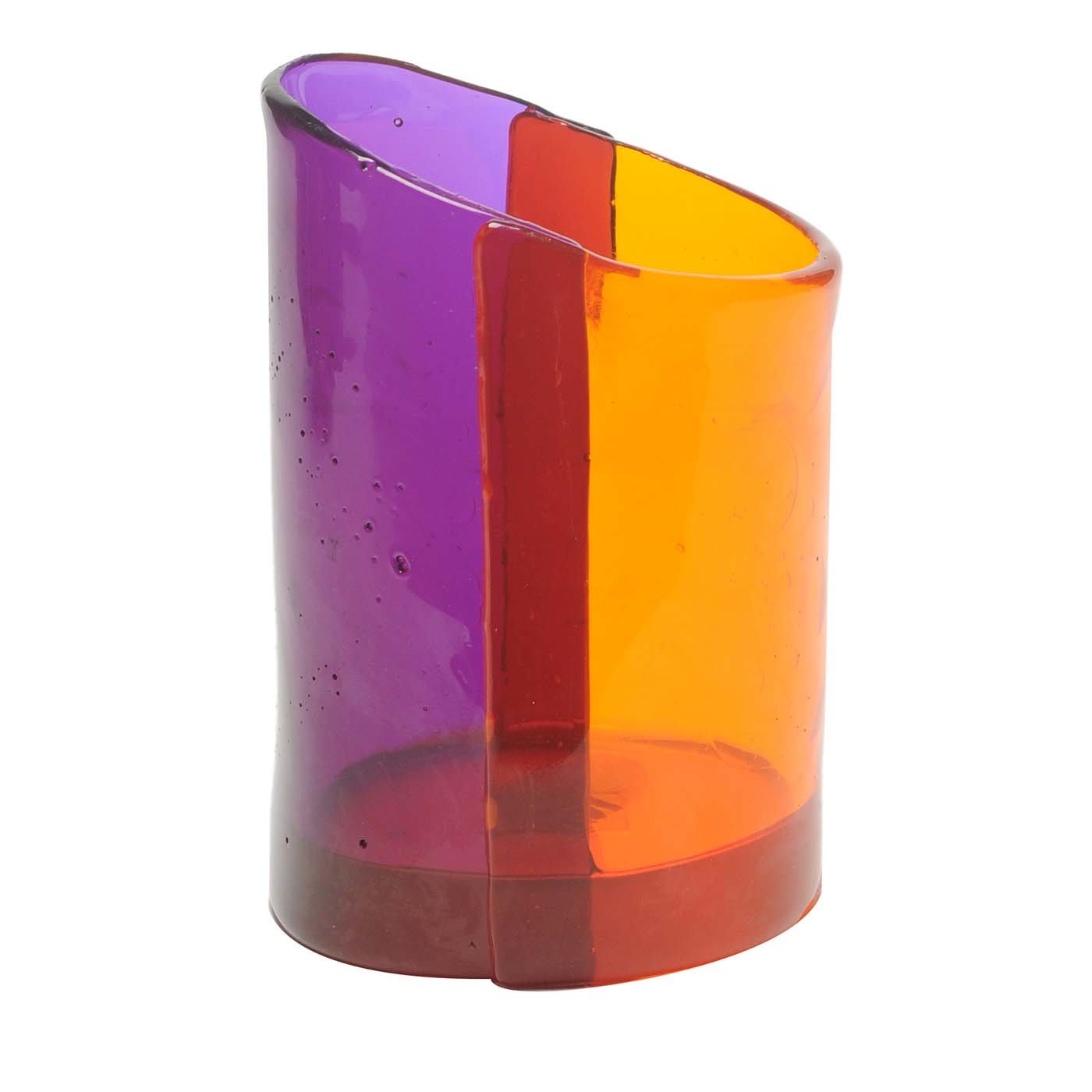 Cut Purple and Orange Vase by Enzo Mari - Corsi Design Factory