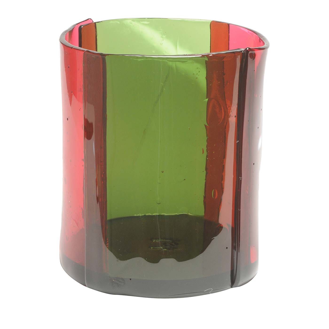 Four Lines Red and Green Medium Vase by Enzo Mari - Corsi Design Factory