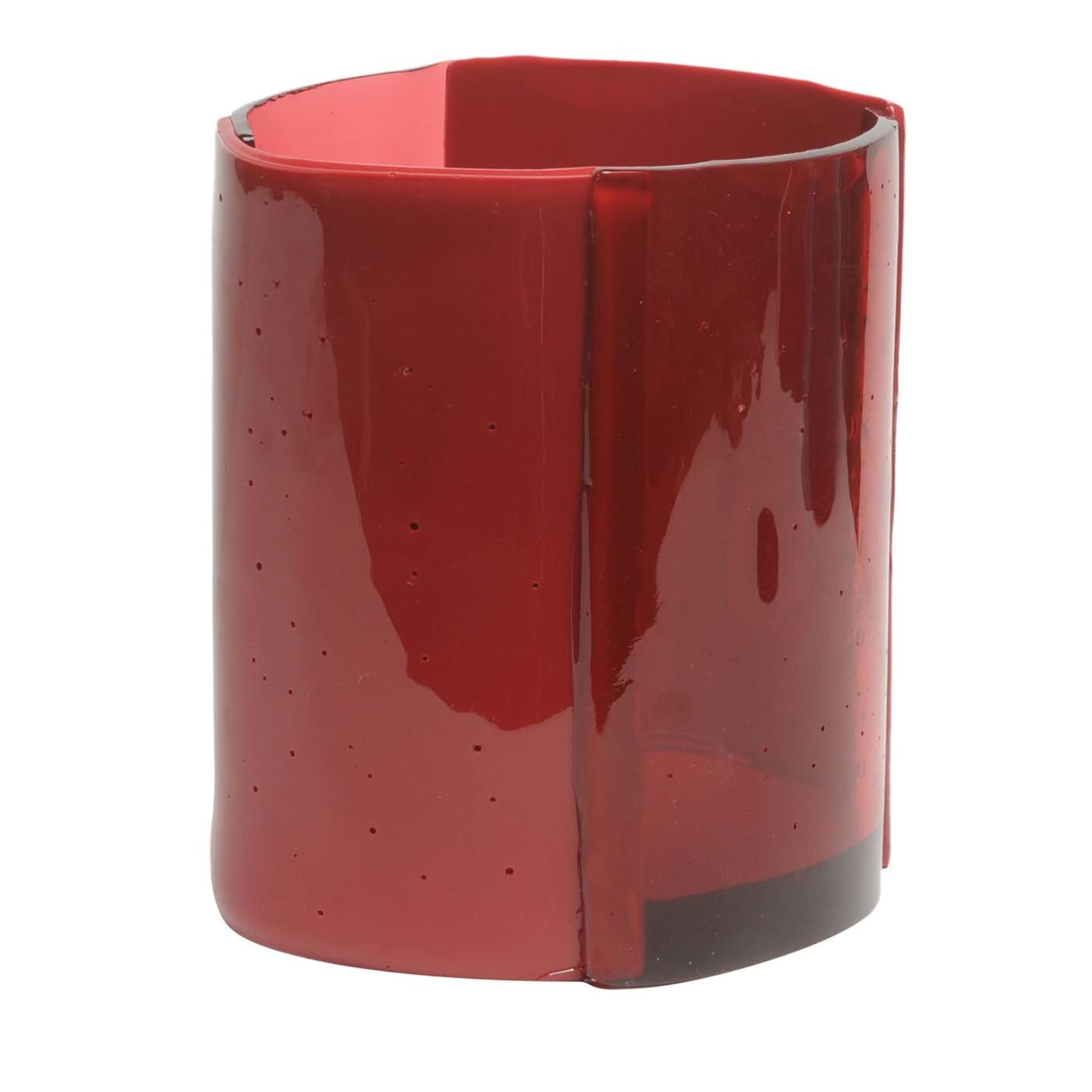 Mittelgroße rote vase mit vier linien von Enzo Mari - Hauptansicht