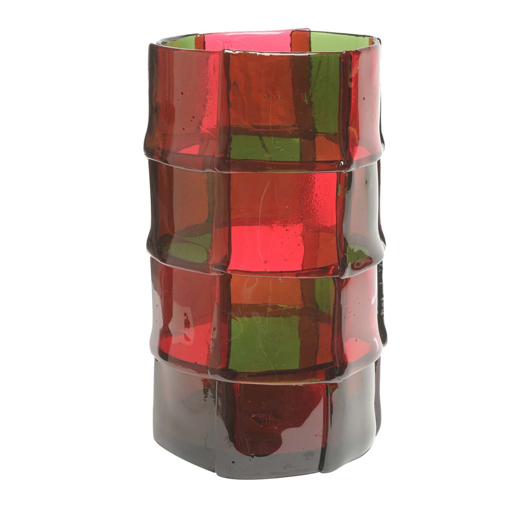 Bamboo Red and Green Large Vase by Enzo Mari - Main view