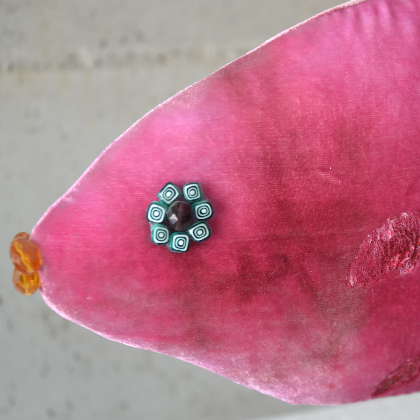 Little Pink Joyful Fish Velvet Sculpture - Anna Paola Cibin