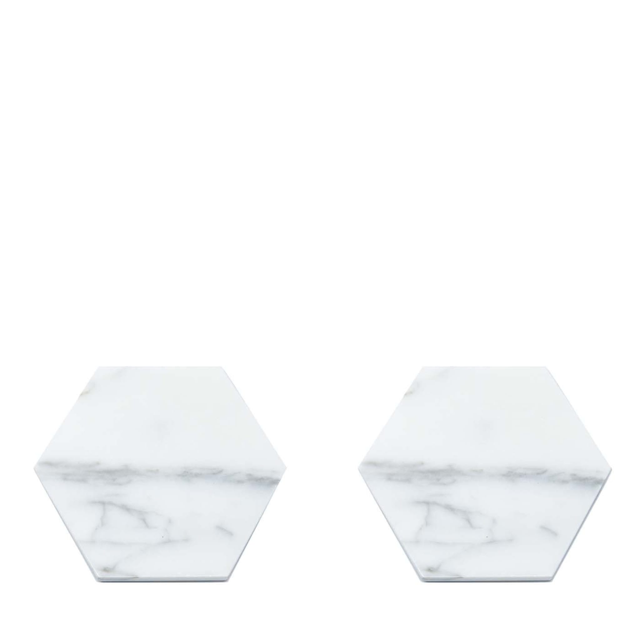 Set of 4 Hexagonal White Coasters FiammettaV Home Collection