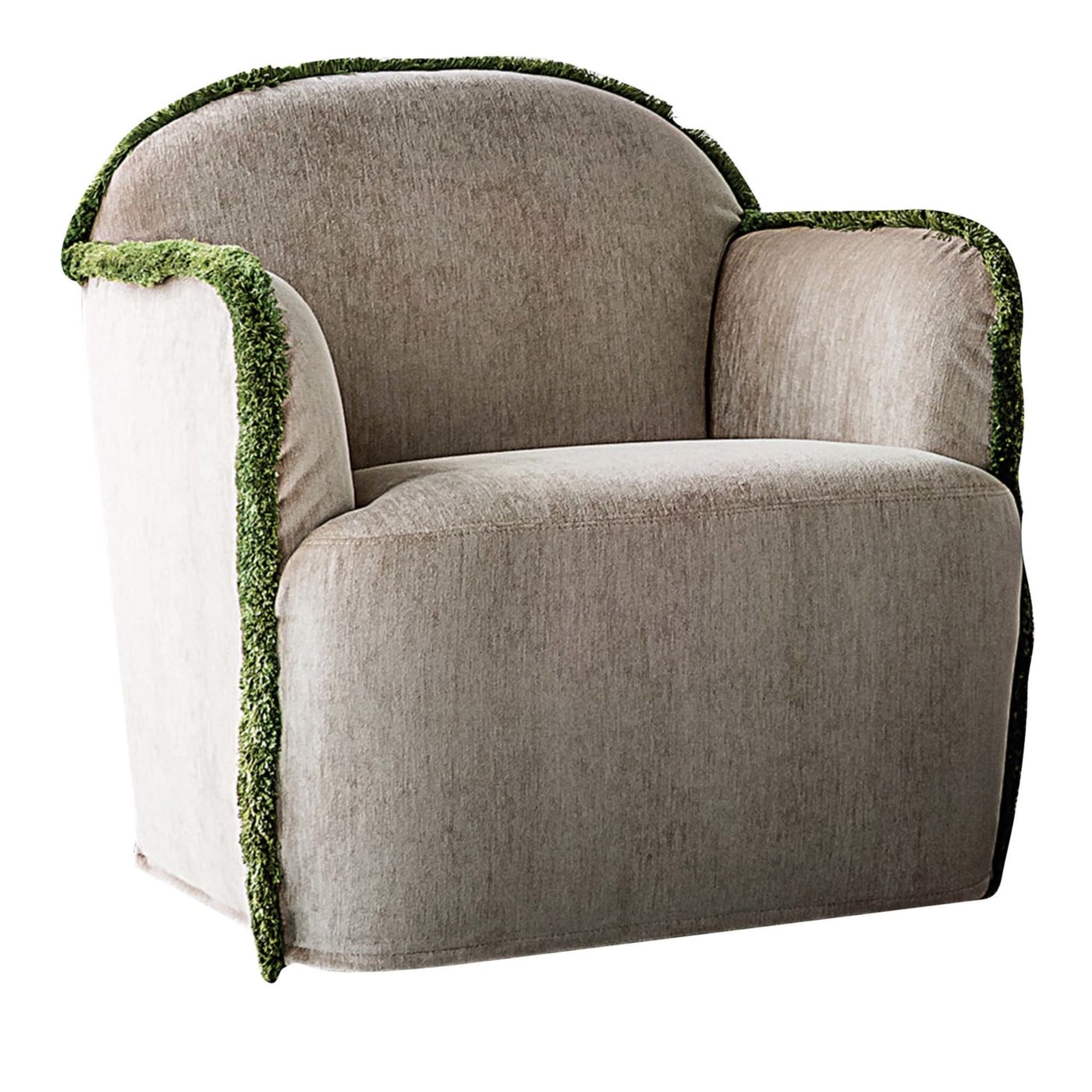 Ada Cream Armchair with Green Piping by Paola Navone - Main view
