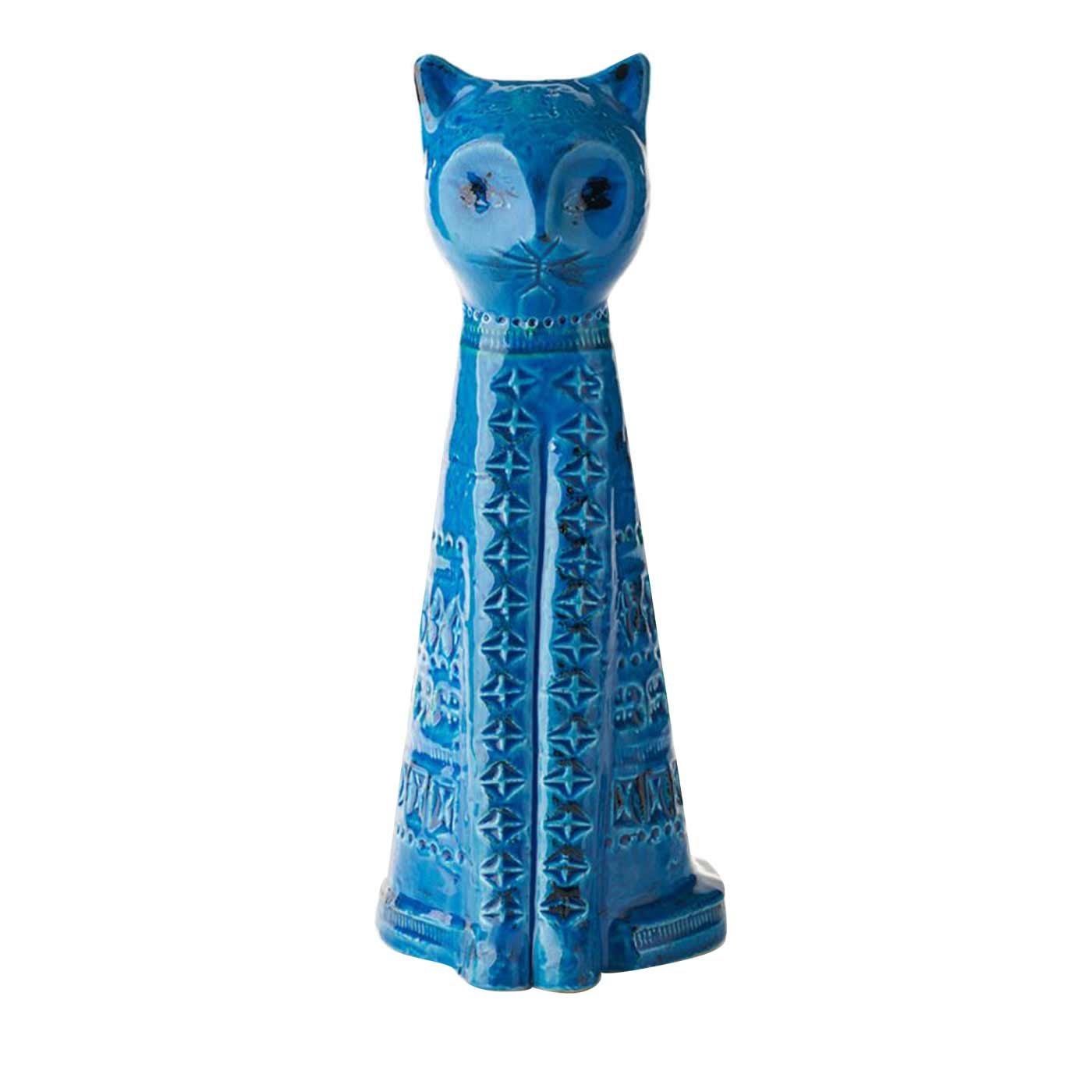 Rimini Blu Sitting Cat Figurine by Aldo Londi - Bitossi Ceramiche