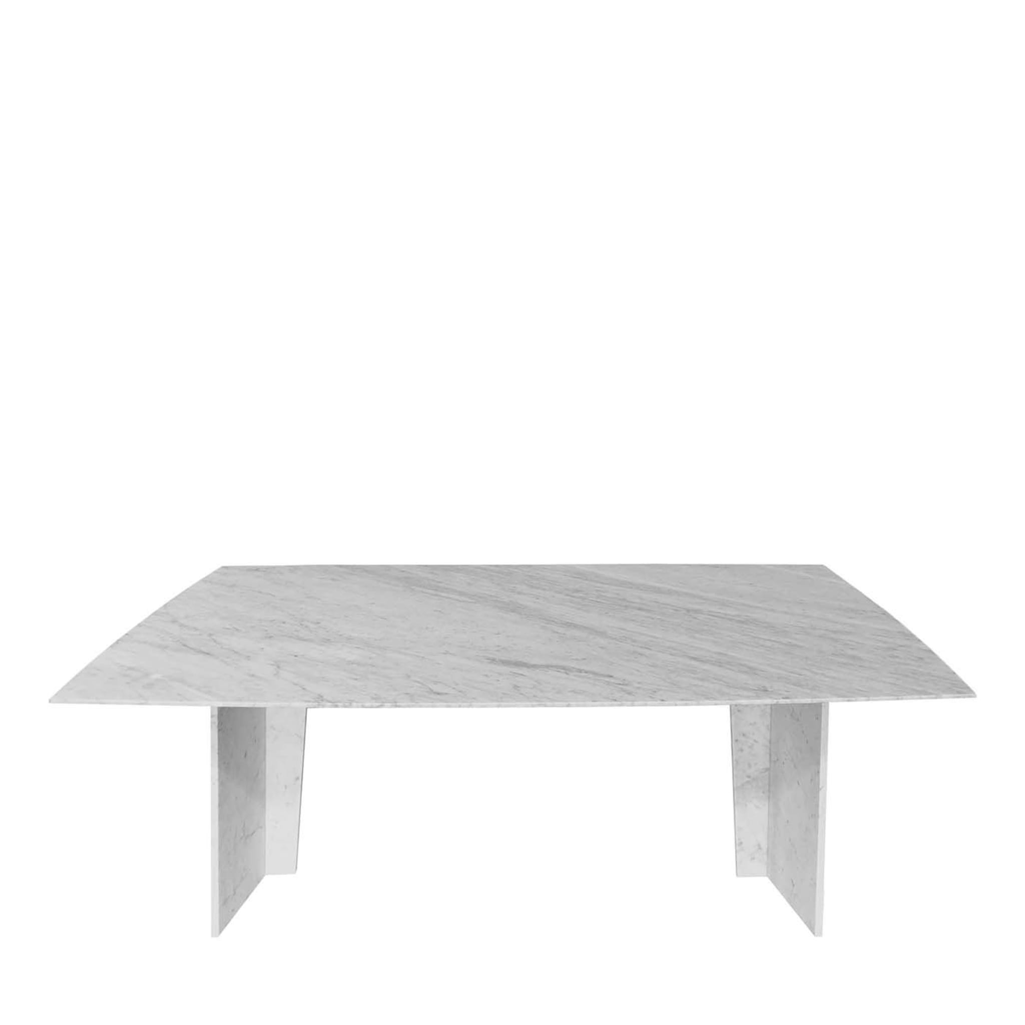Table Steven oblongue en marbre blanc - Vue principale