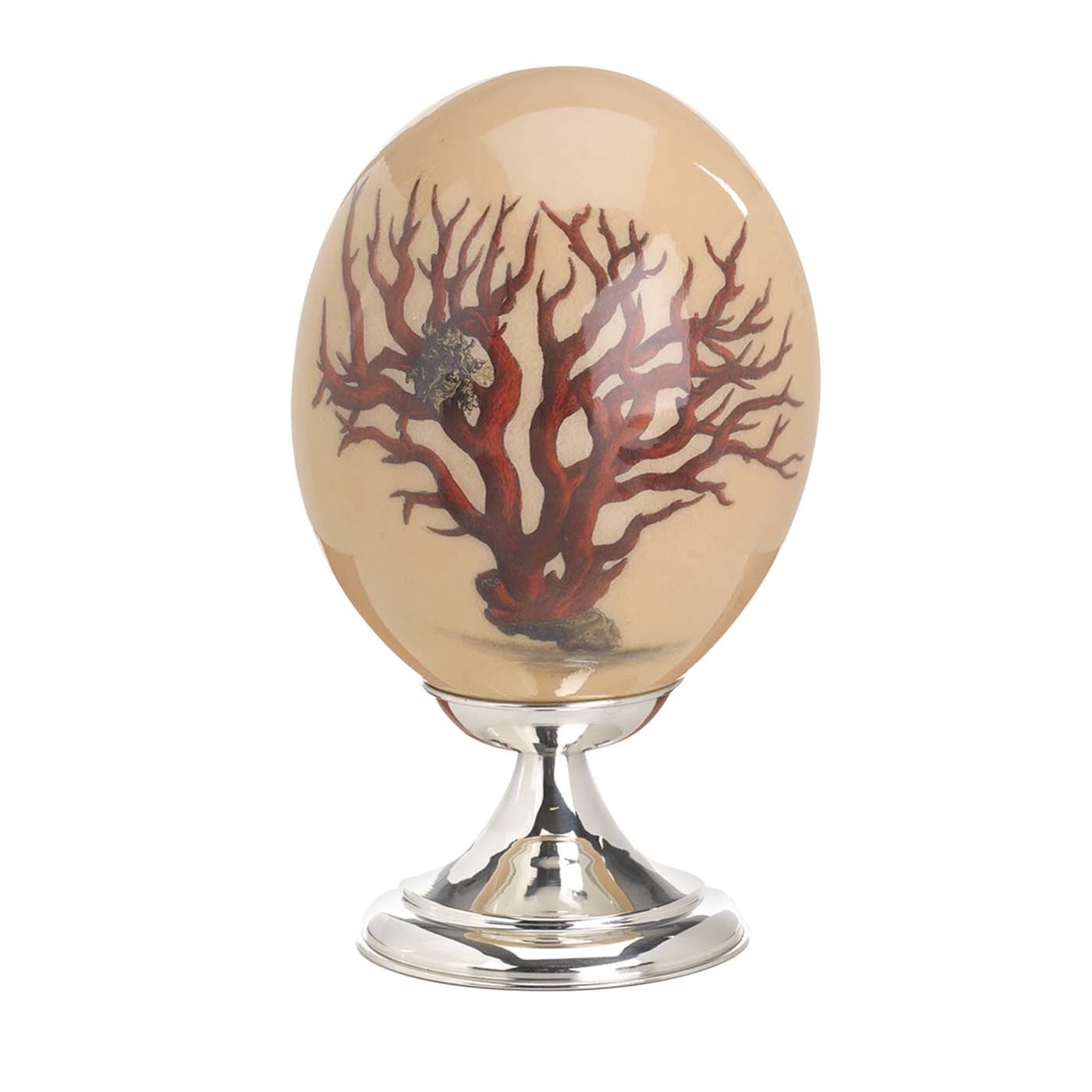 Ostrich Egg Sculpture with Coral Decoration - Main view