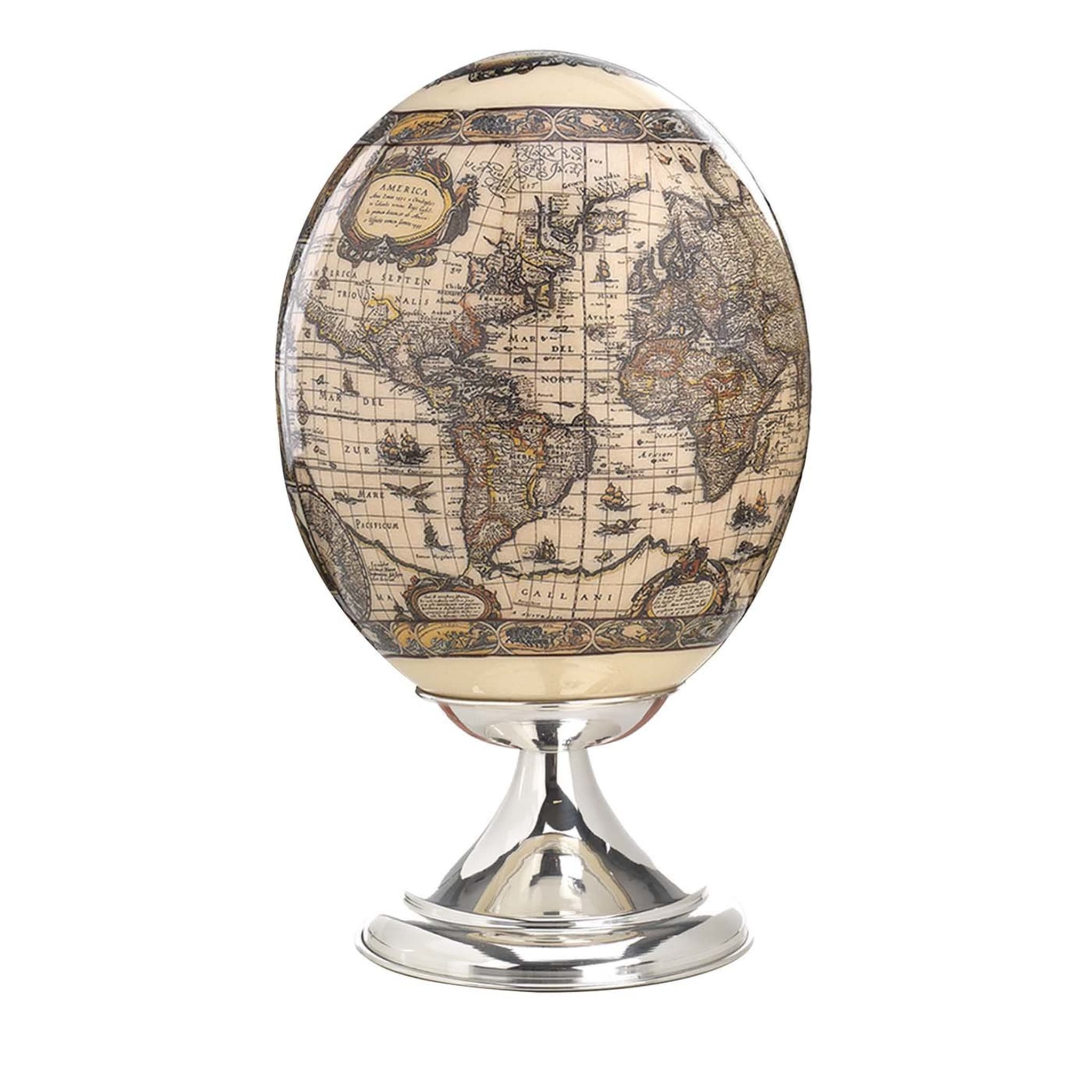 Ostrich Egg with Maps Decoration - Main view