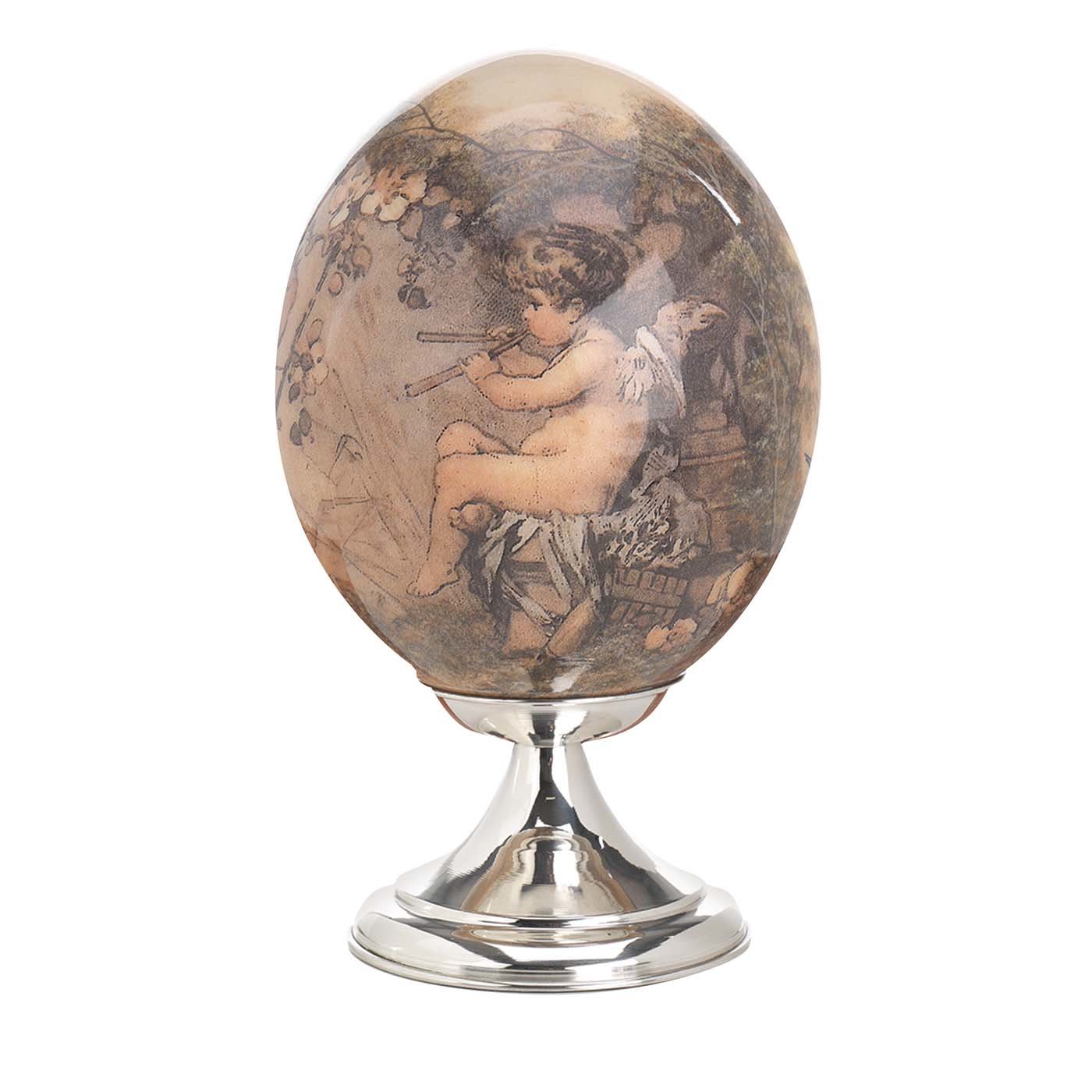 Ostrich Egg with Angels Decoration - L’argento Firenze