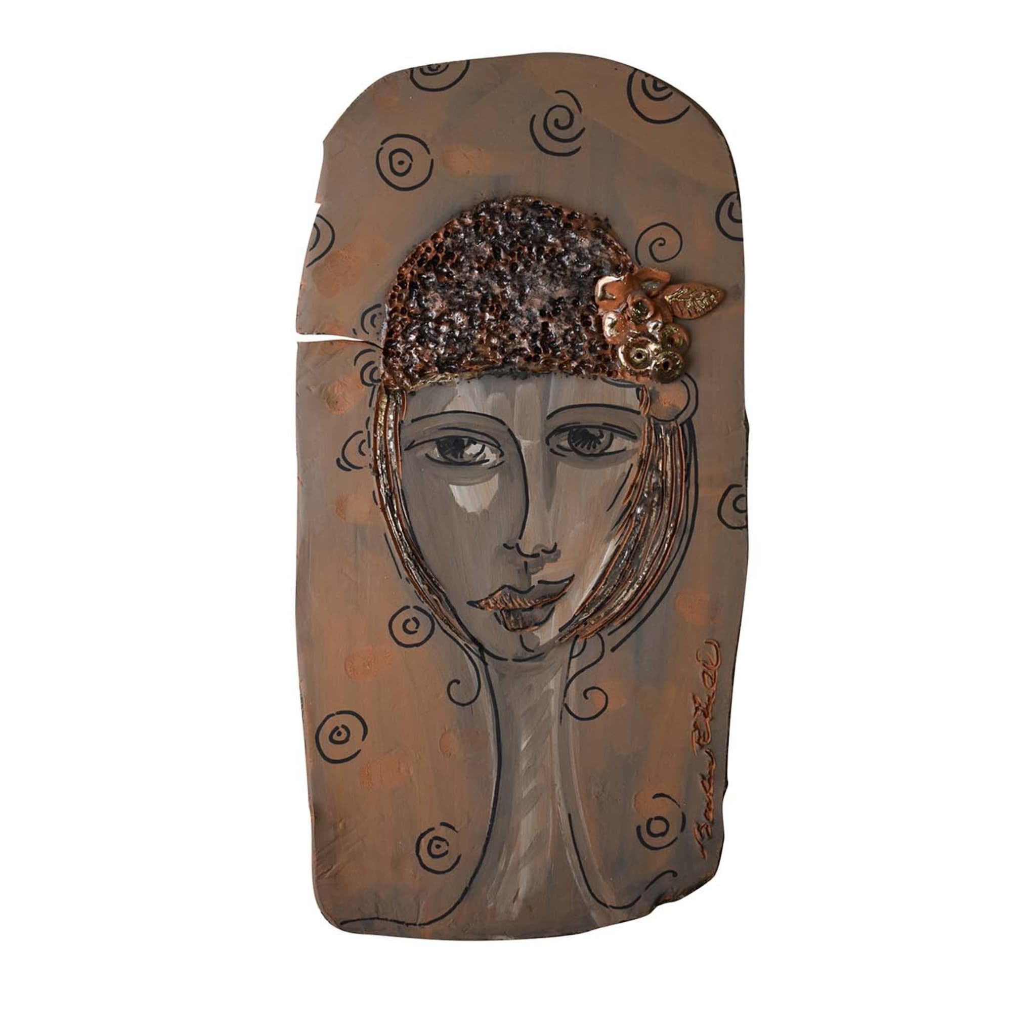 Donna con rose Pittura in ceramica - Vista principale