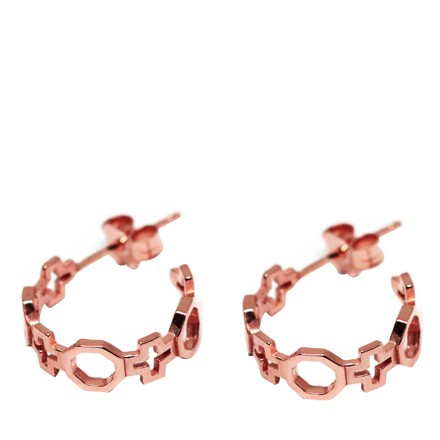 Contemporary Baroque Rose Gold Hoop Earrings - Co.Ro