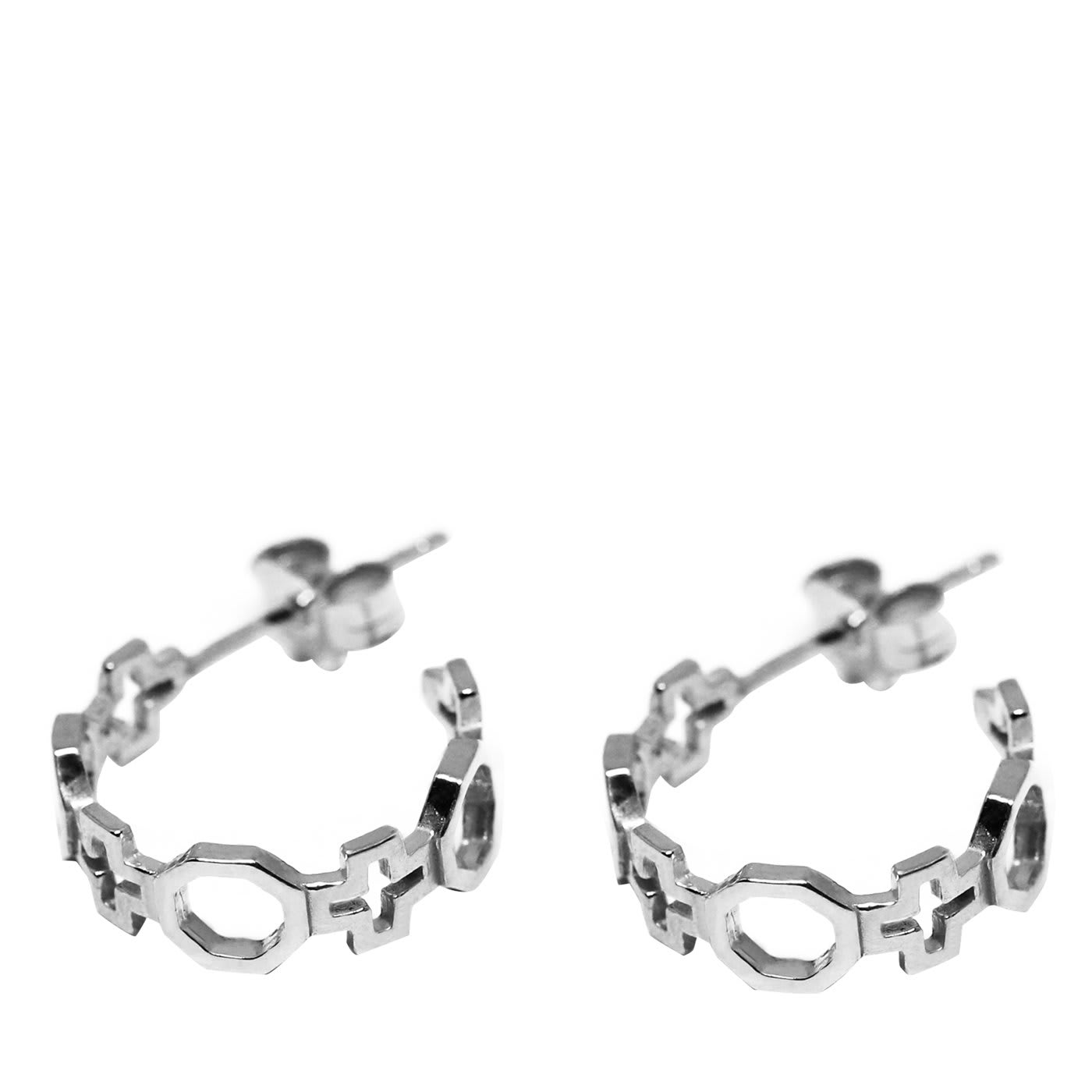Contemporary Baroque Silver Hoop Earrings - Co.Ro