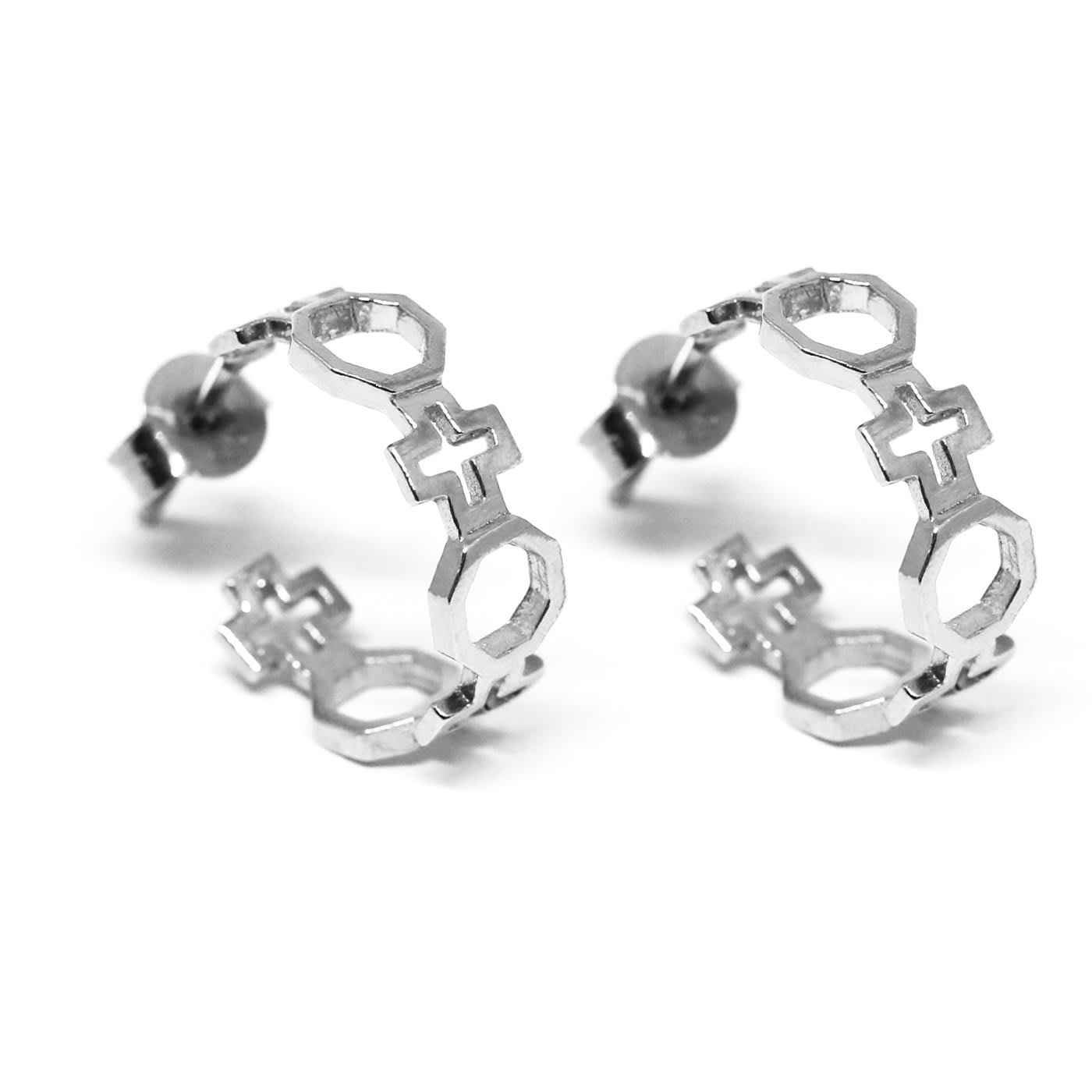 Contemporary Baroque Silver Hoop Earrings - Co.Ro