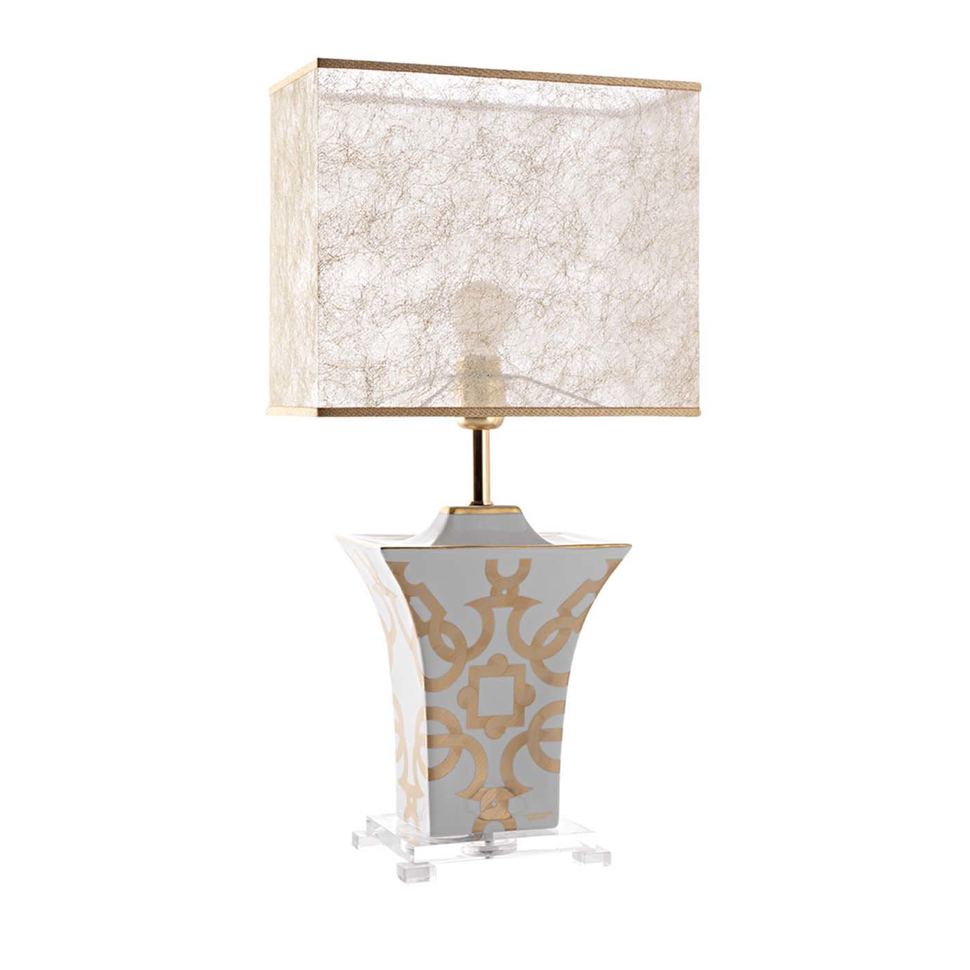 Tarsia White and Gold Table Lamp - Le Porcellane