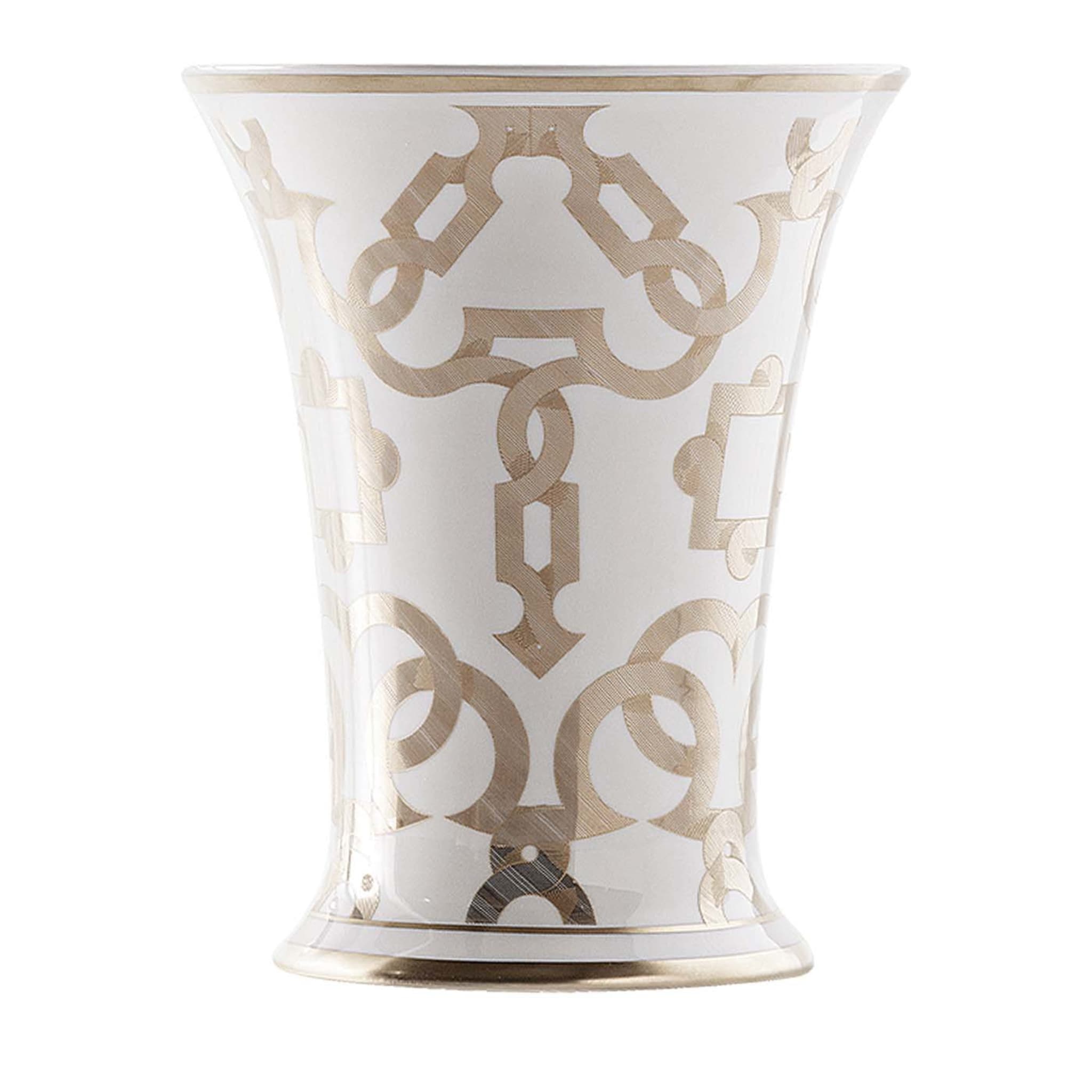 Vase Tarsia blanc et platine - Vue principale
