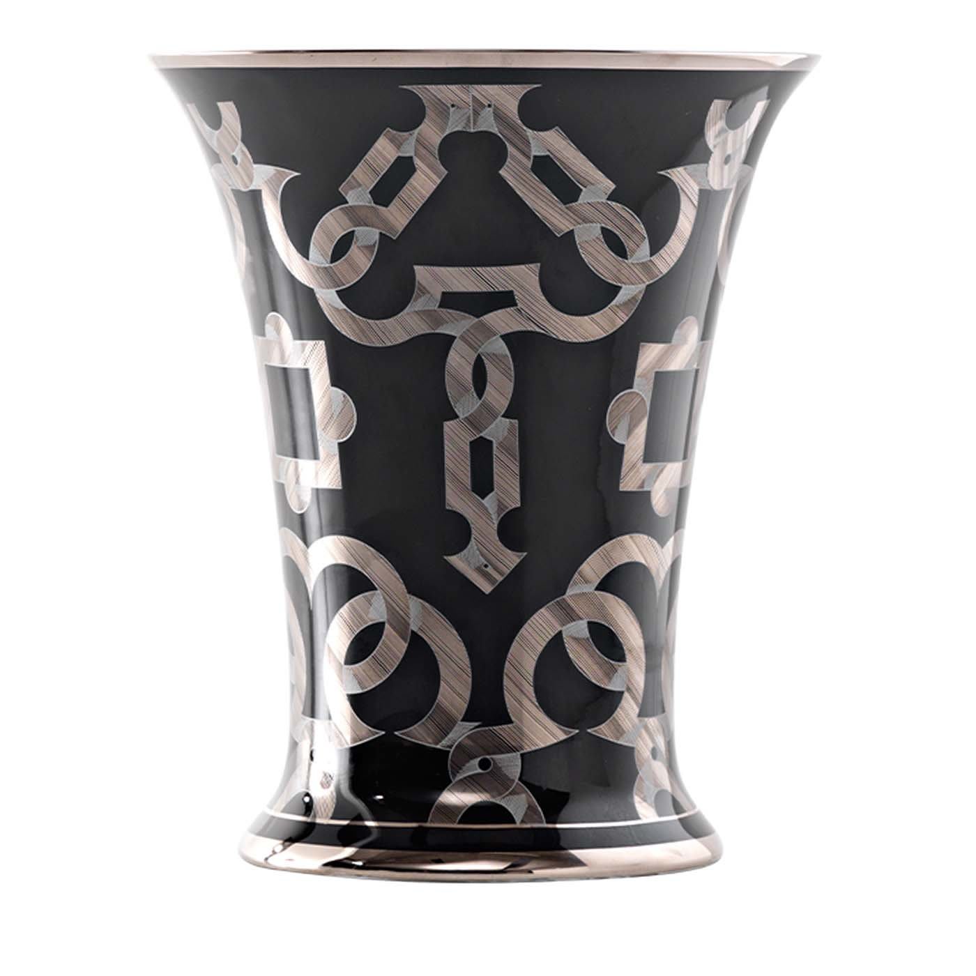 Tarsia Black and Platinum Vase - Le Porcellane