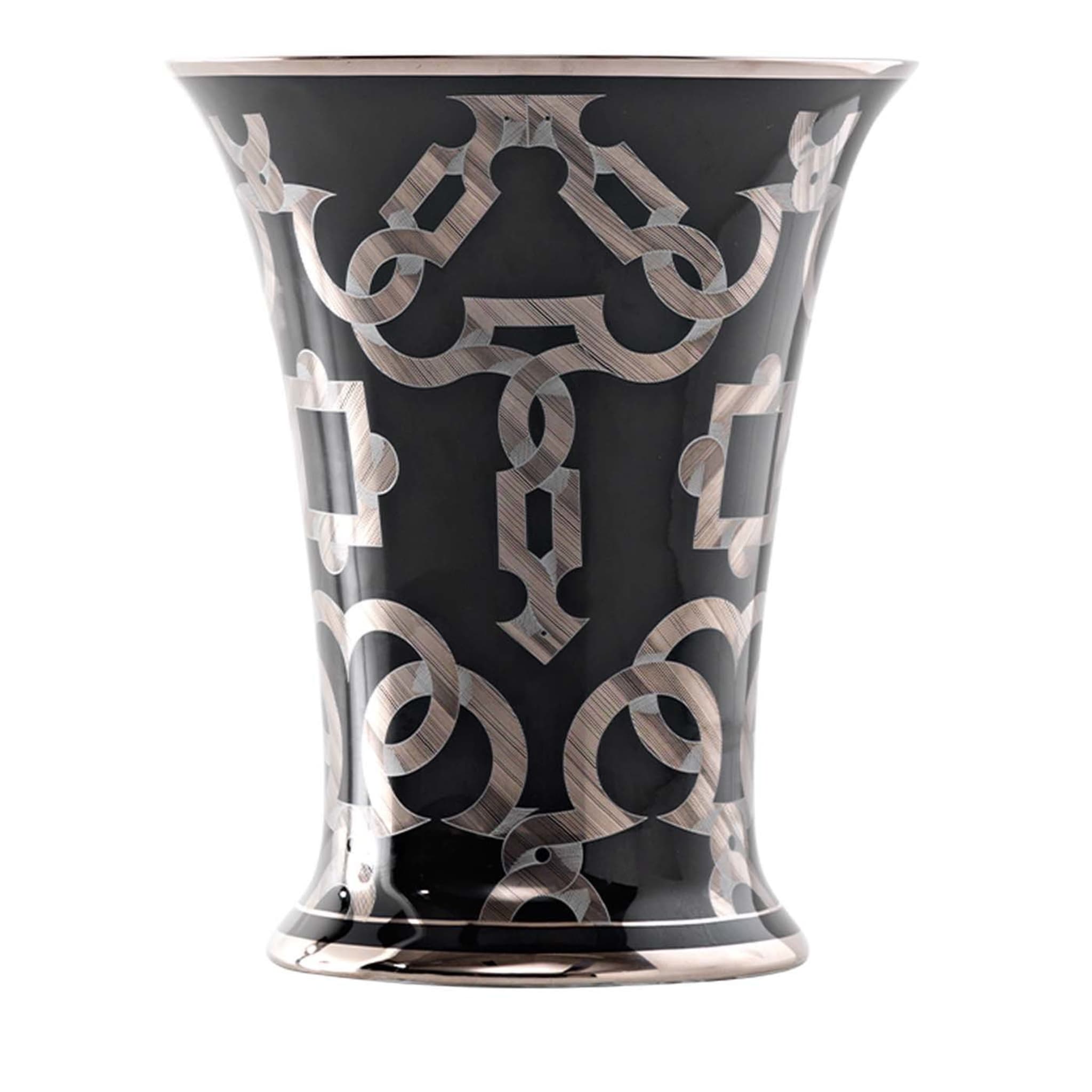 Tarsia Black and Platinum Vase - Main view