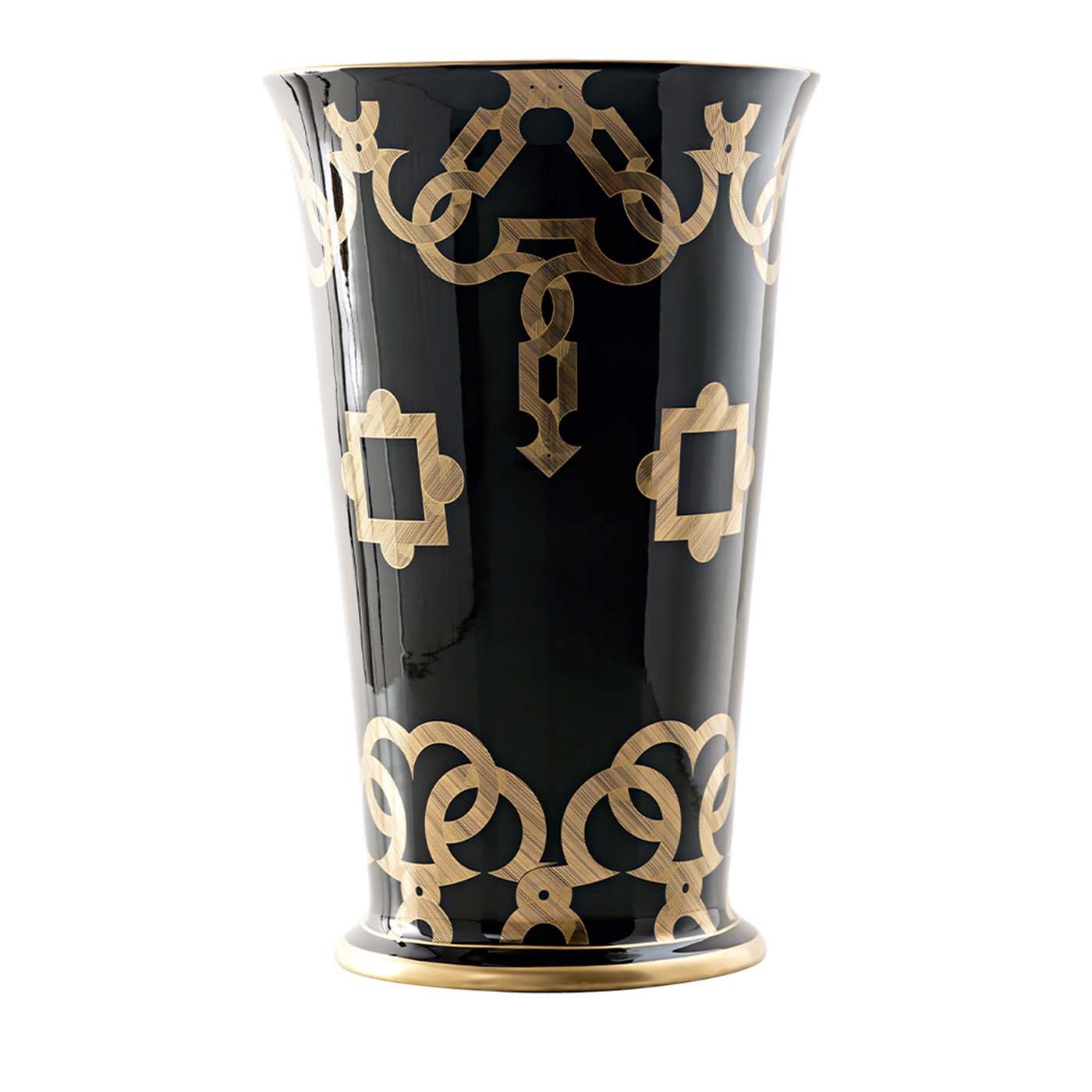 Tarsia Black and Gold Umbrella Stand - Le Porcellane