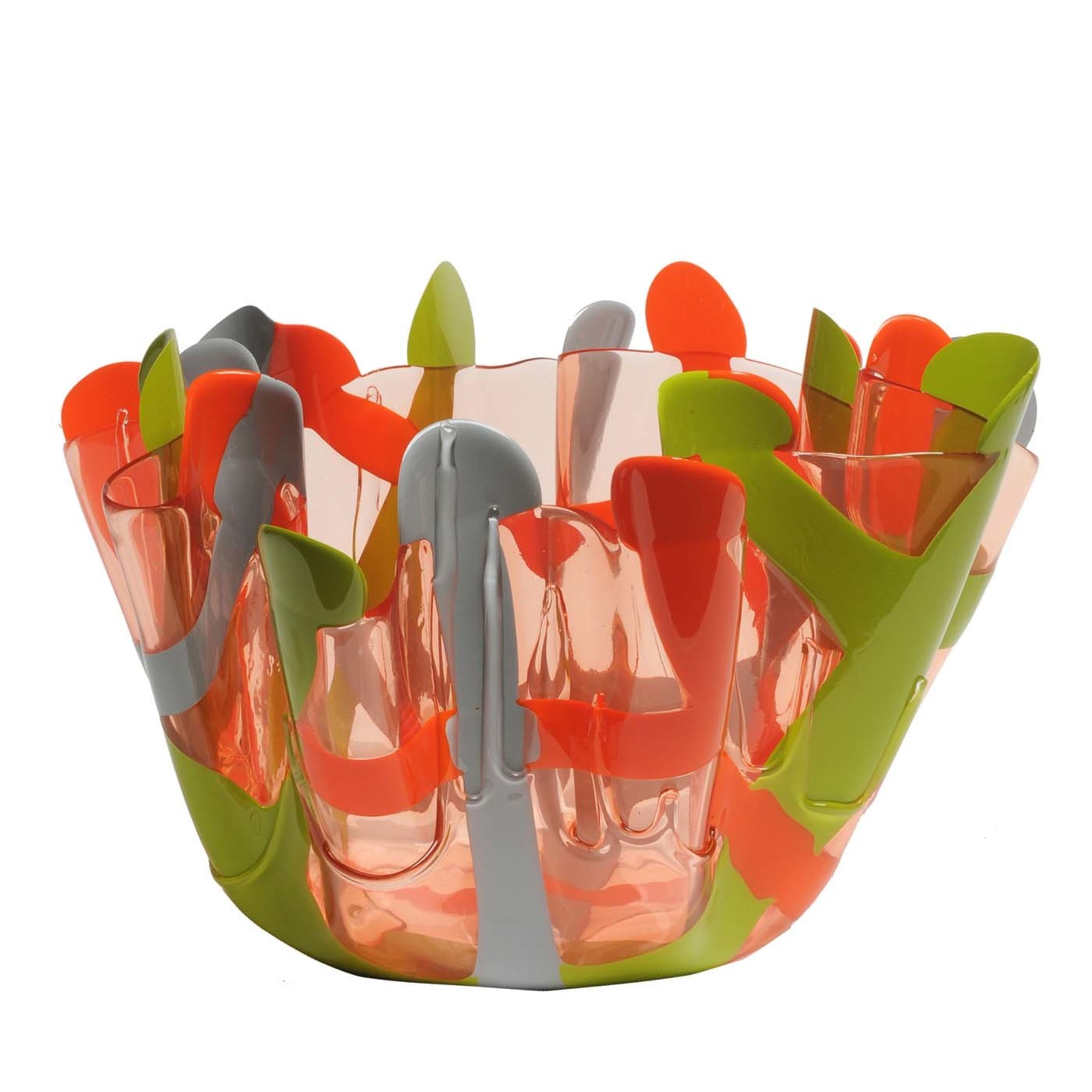 Kleine orange-grüne Vase mit Tartanmuster von Paola Navone - Hauptansicht