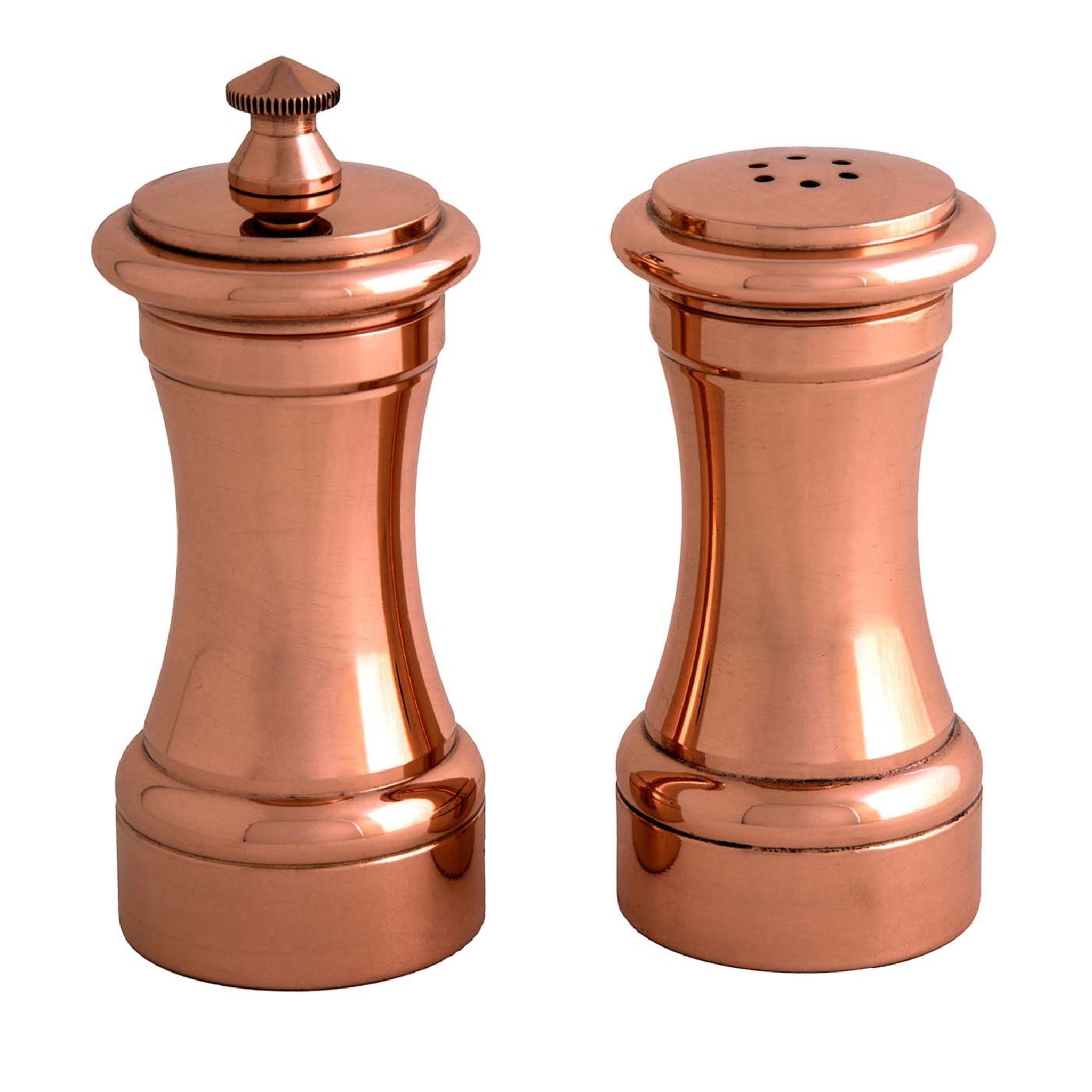 Brushed Copper Plated Brass Pepper Mill And Salt Shaker - Main view