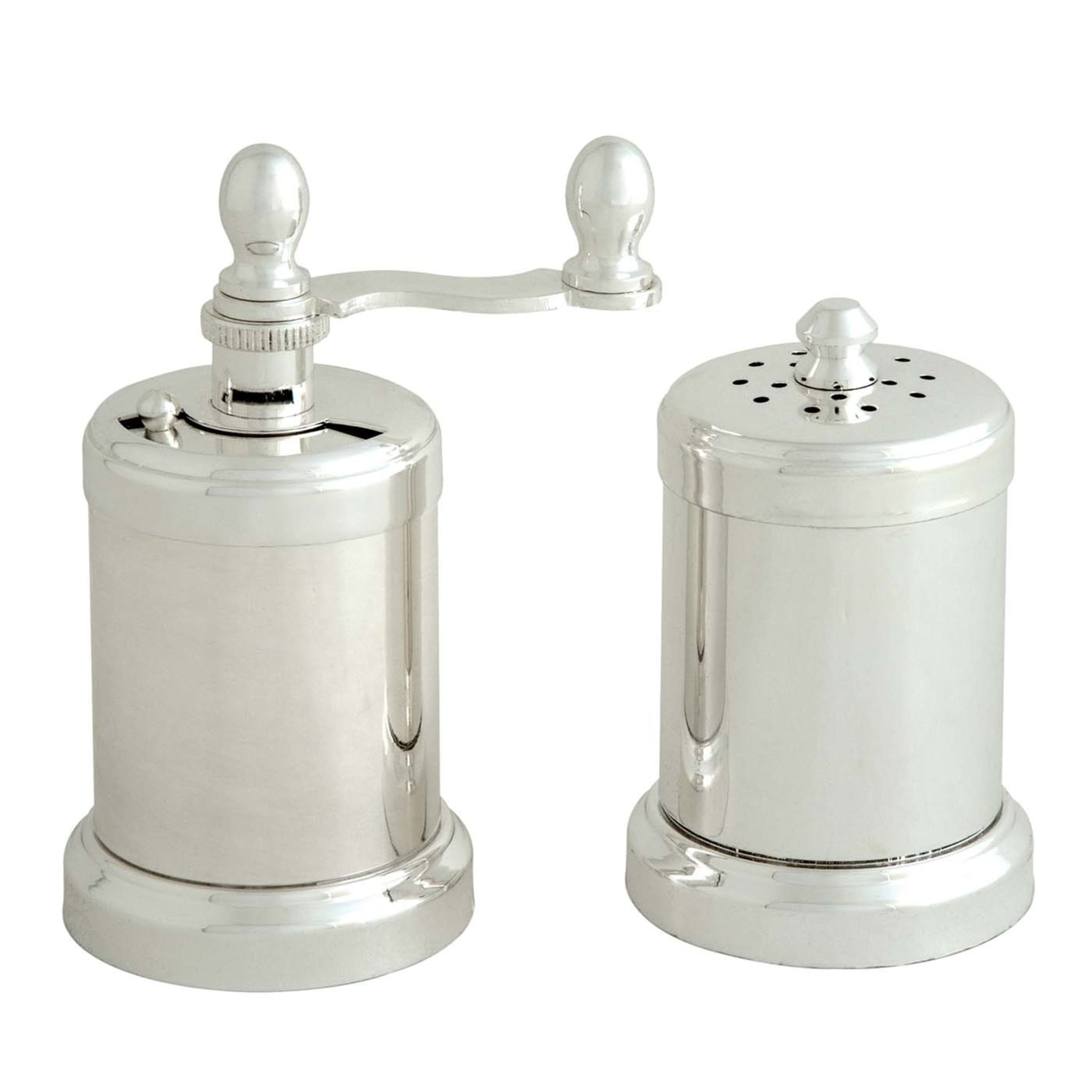 Silver-Plated Brass Pepper Mill and Salt Shaker - Main view