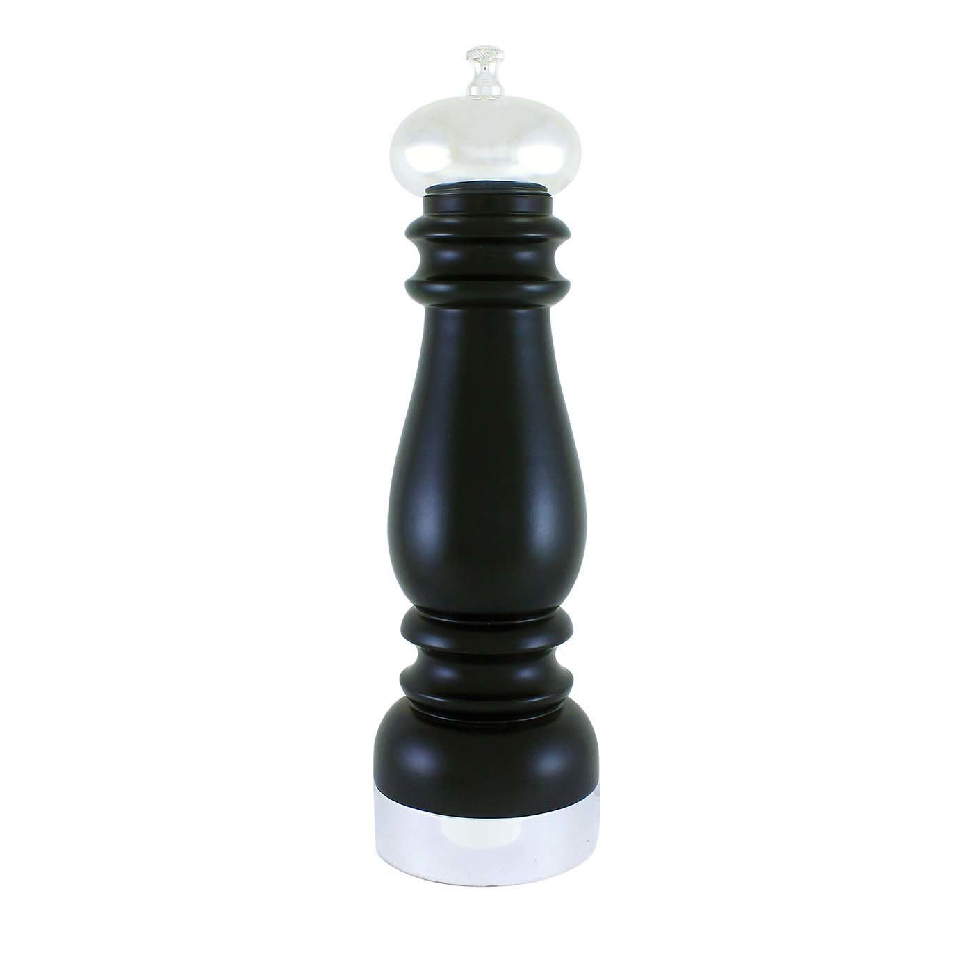 Black Wood and Silver-Plated Brass Pepper Grinder - Chiarugi 1952