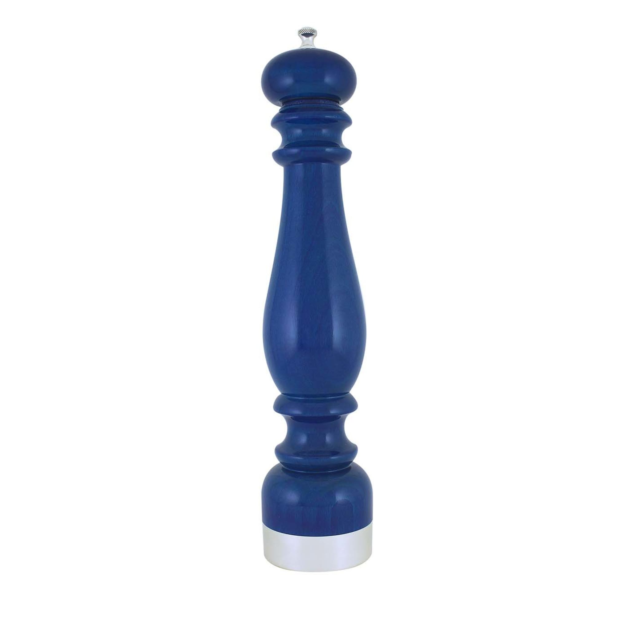 Blue Wood and Silver-Plated Brass Pepper Grinder - Main view