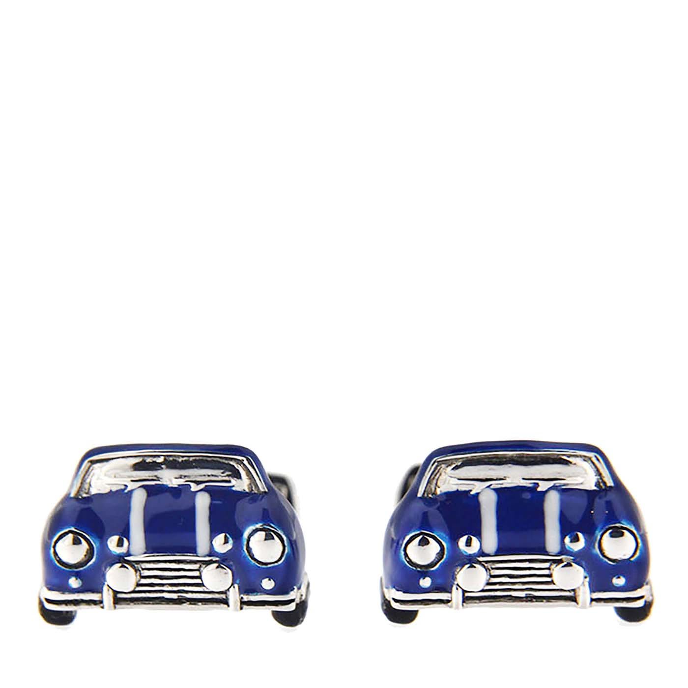 Sterling Silver Blue and White Enamel Classic Mini Car Cufflinks - Jona