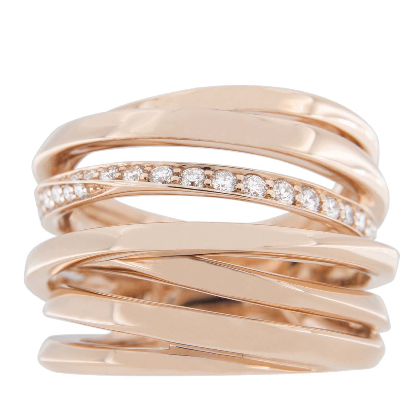 White Diamond 18k Rose Gold Band Ring - Jona