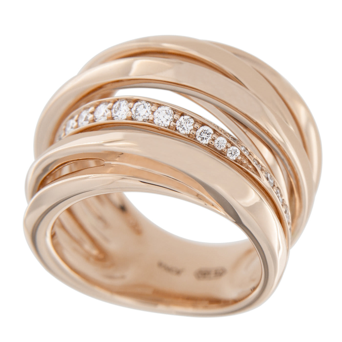 White Diamond 18k Rose Gold Band Ring - Jona