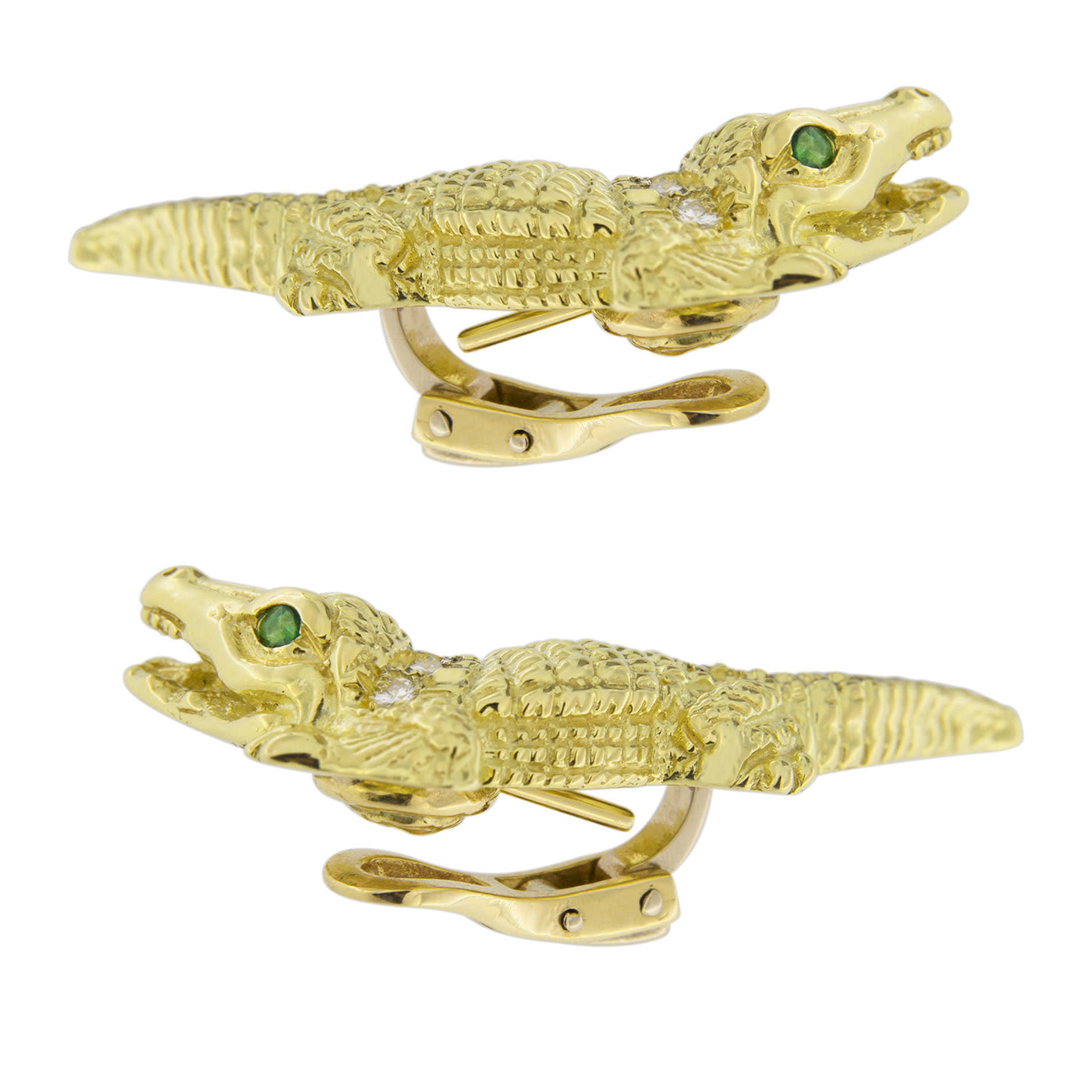 18k Yellow Gold White Diamond Alligator Clip-On Stud Earrings - Jona