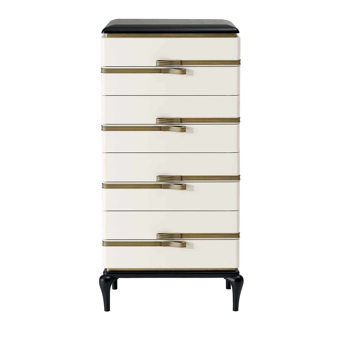 White lacquer store tall dresser