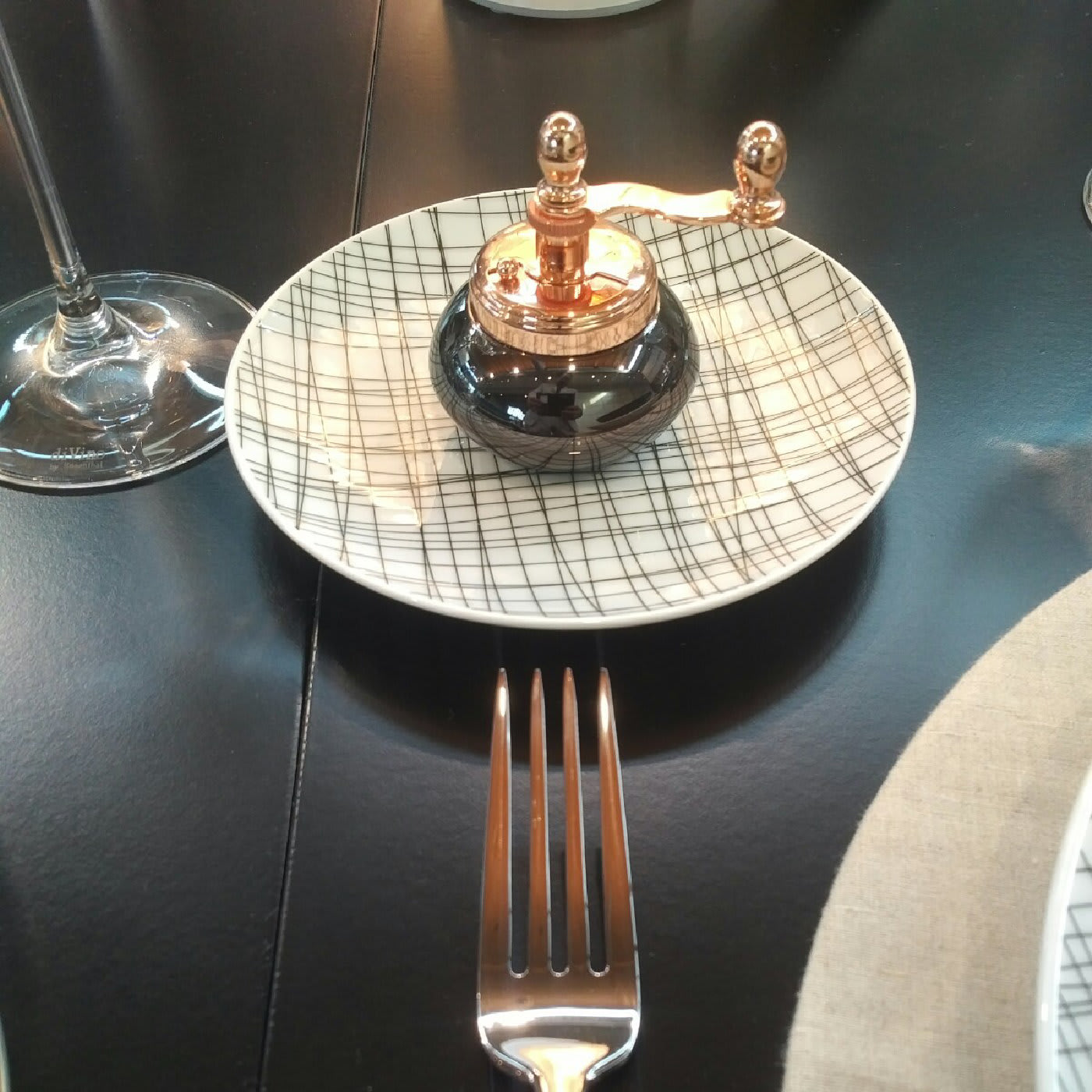 Black Nickel And Copper Plated Brass Pepper Mill And Salt Shaker - Chiarugi 1952