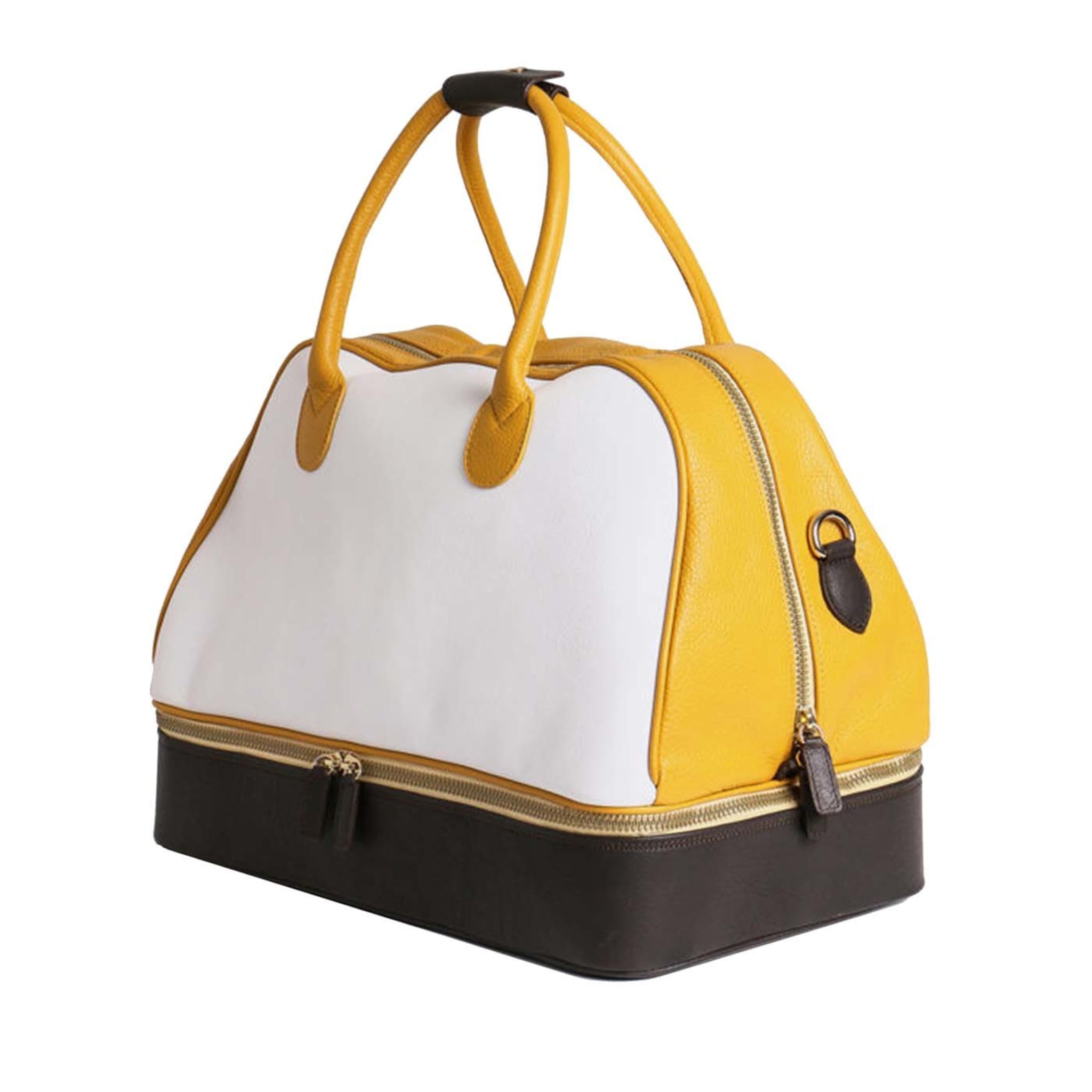 White, Yellow and Brown Double Bottom Bag - Main view