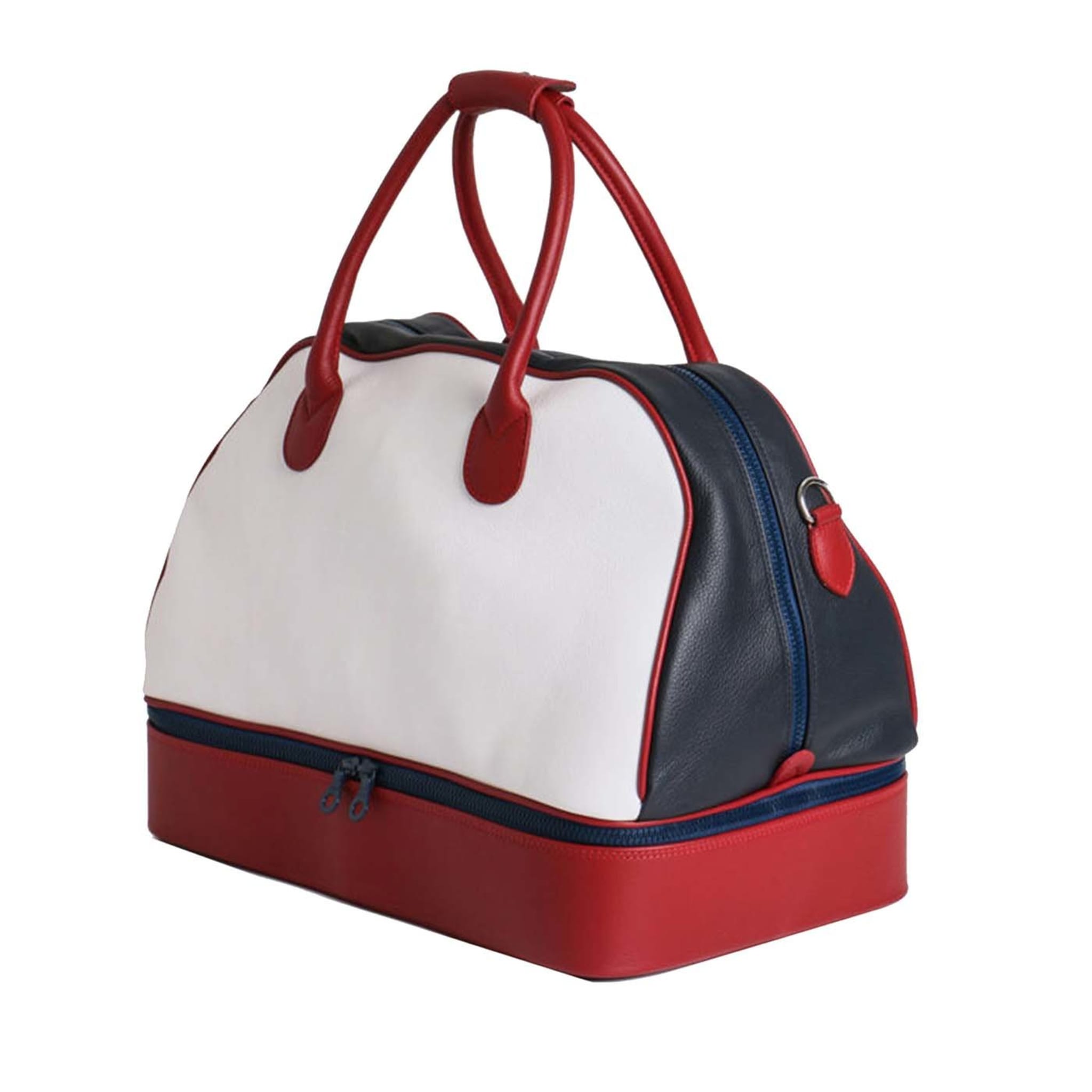 Weiße, rote und blaue Tasche mit doppeltem Boden - Hauptansicht