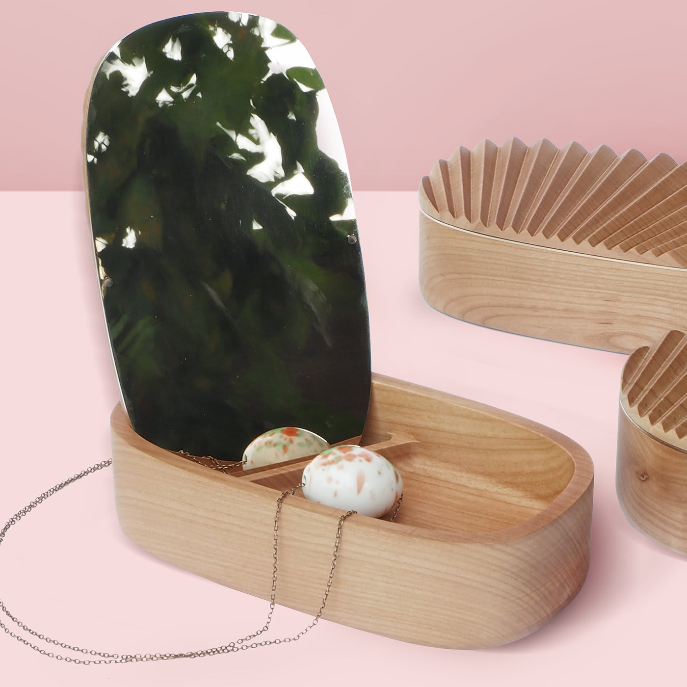 Mini Portrait Cherry Wood Oval Jewelry Box - Portego