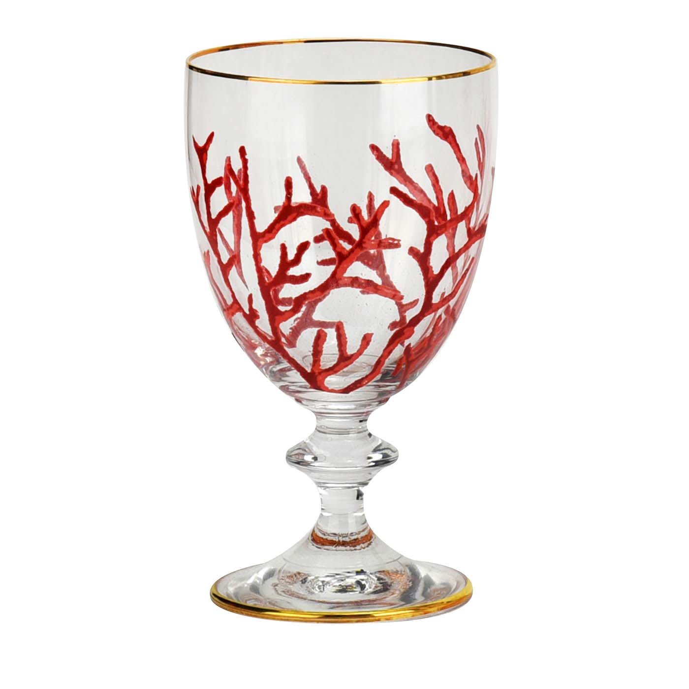 Set of 6 Coral Stemmed Wine Glasses - Creart