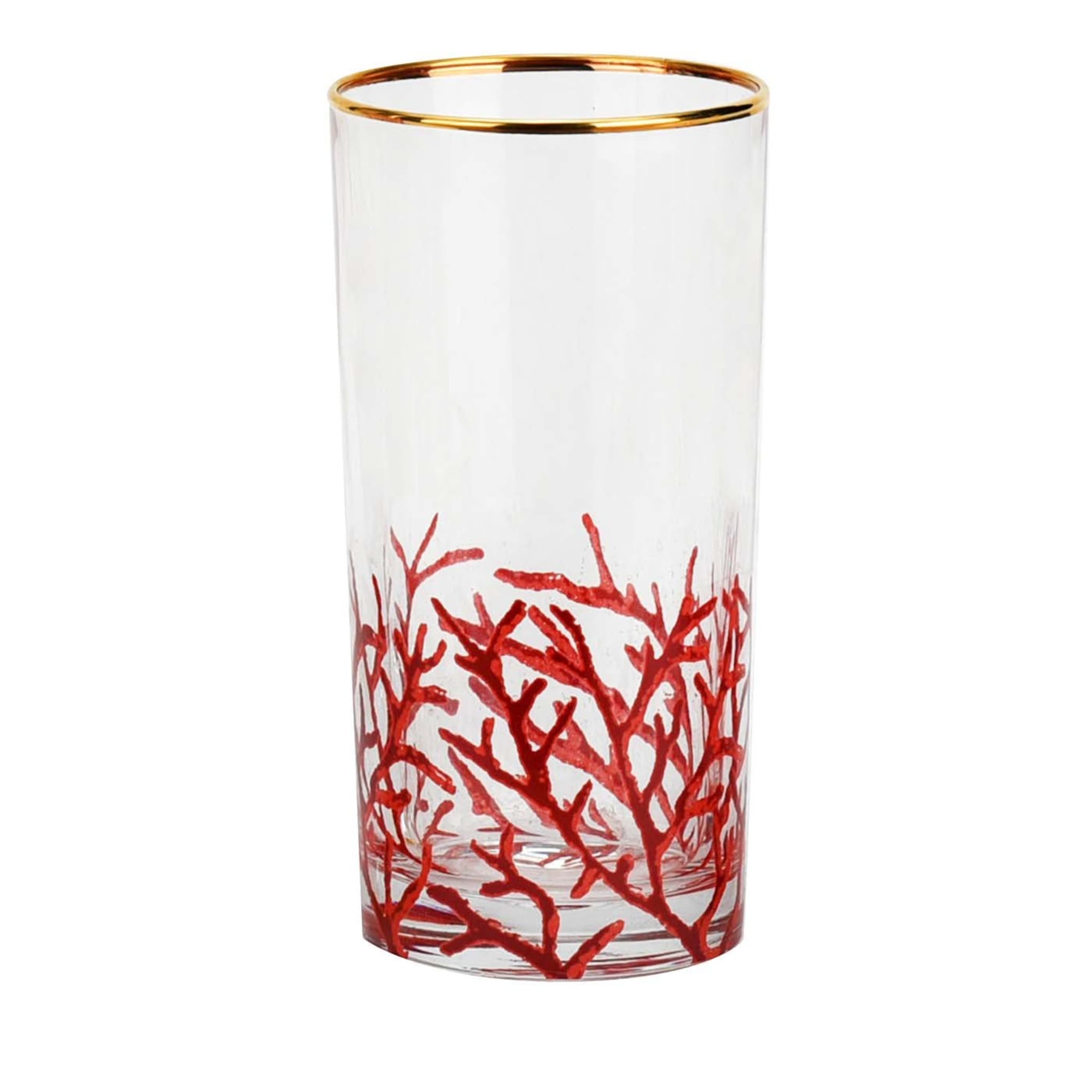 Set of 6 Coral Tall Water Glasses Creart