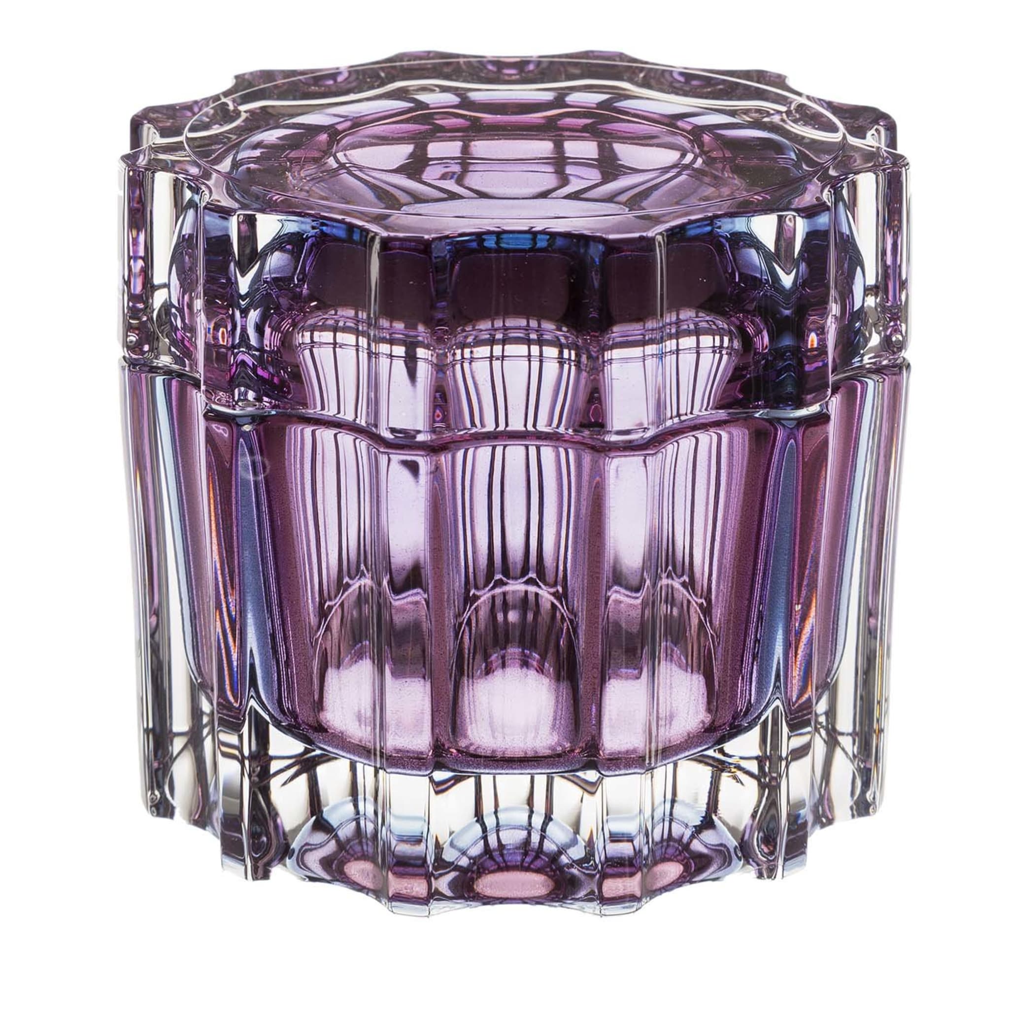 Xmas Set of 2 Purple Glass Boxes with Lid - Main view
