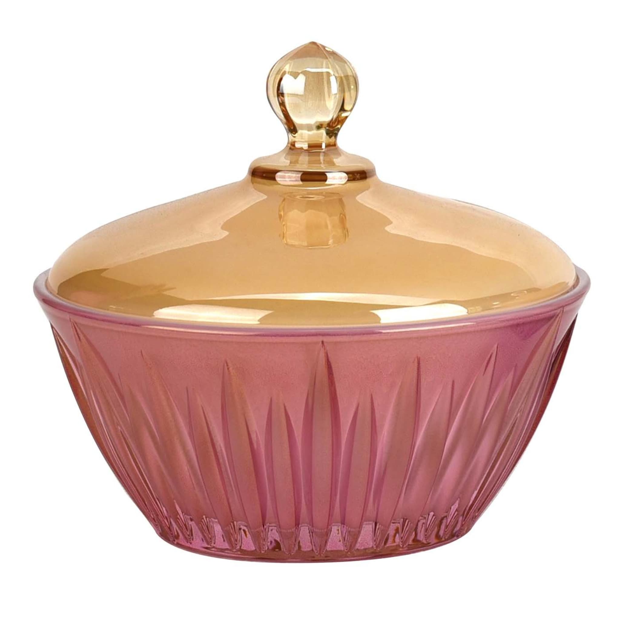 Prestigioso Boîte en cristal rose et jaune avec couvercle - Vue principale