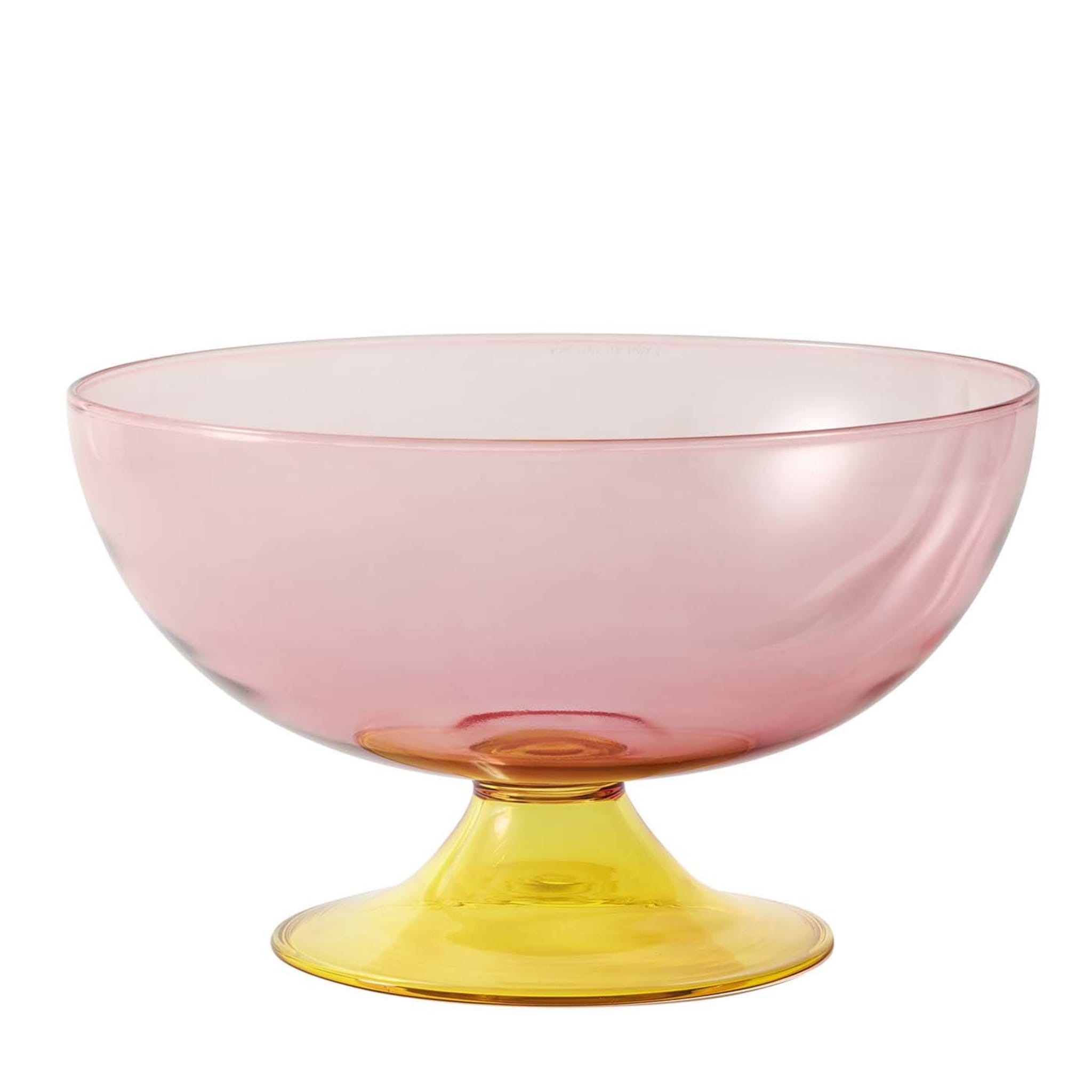 Cuppone Large Yellow and Pink Glass Goblet by Aldo Cibic - Main view