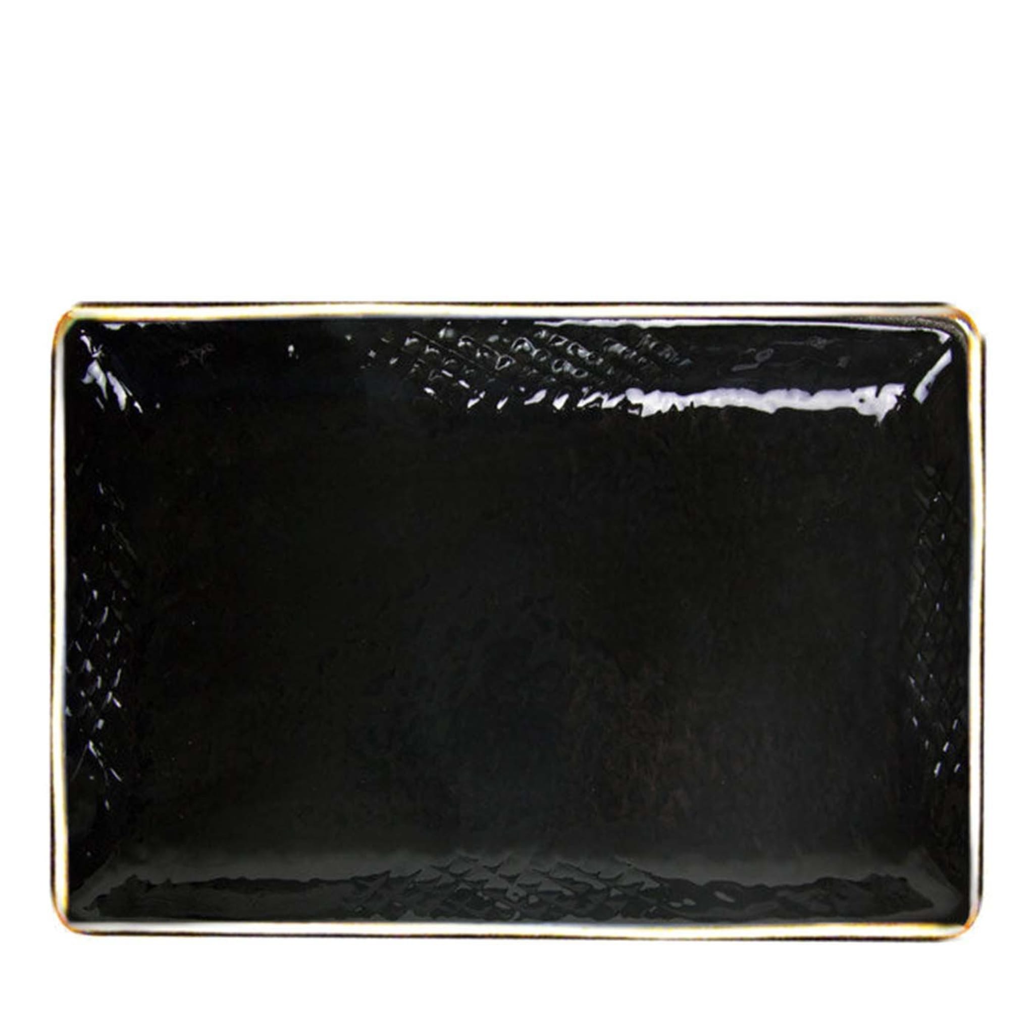 Set of 6 Preta Oro Black and Gold Rectangular Plates 32cm - Main view