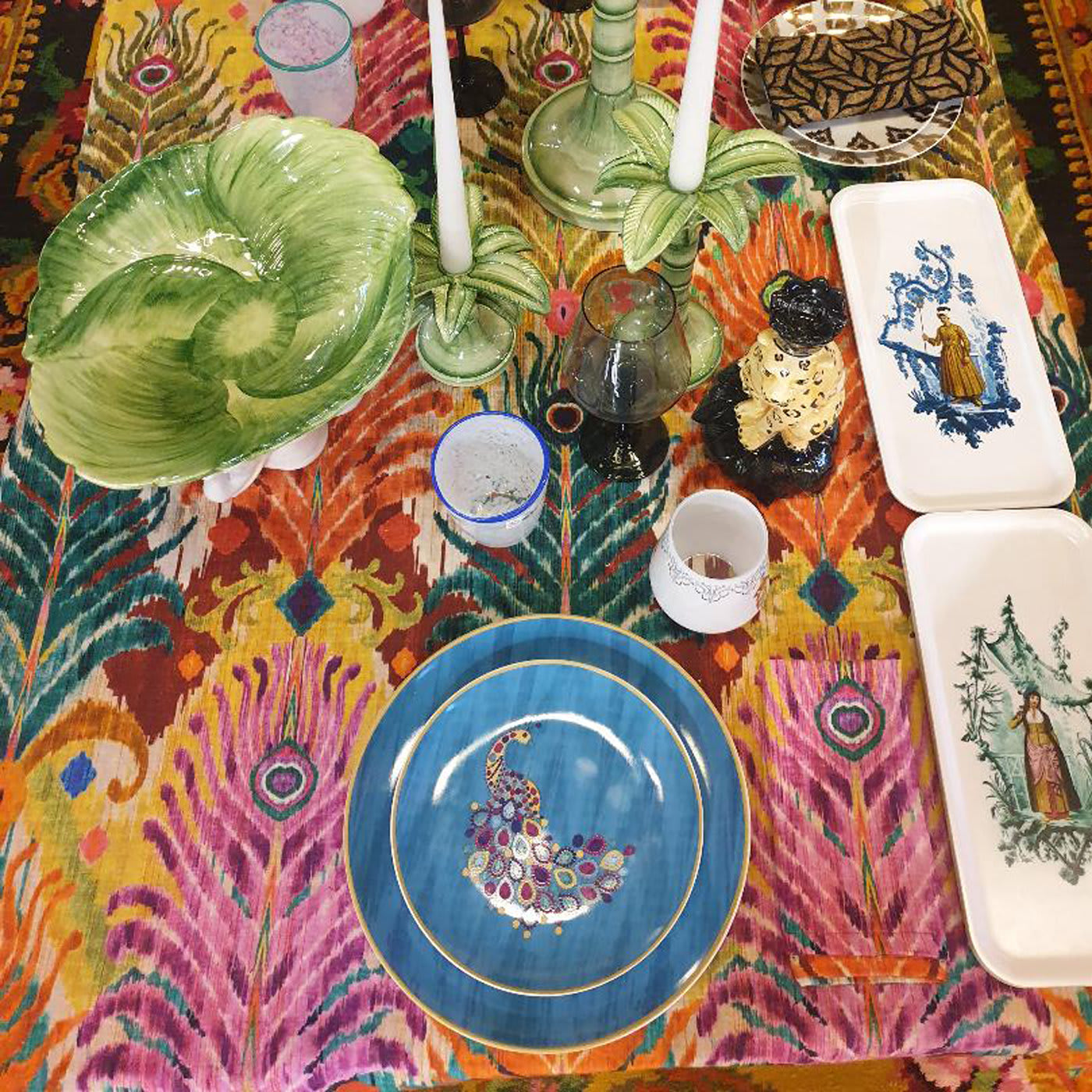 Set of 2 Light Blue Dinner Plates by Matthew Williamson - Les Ottomans
