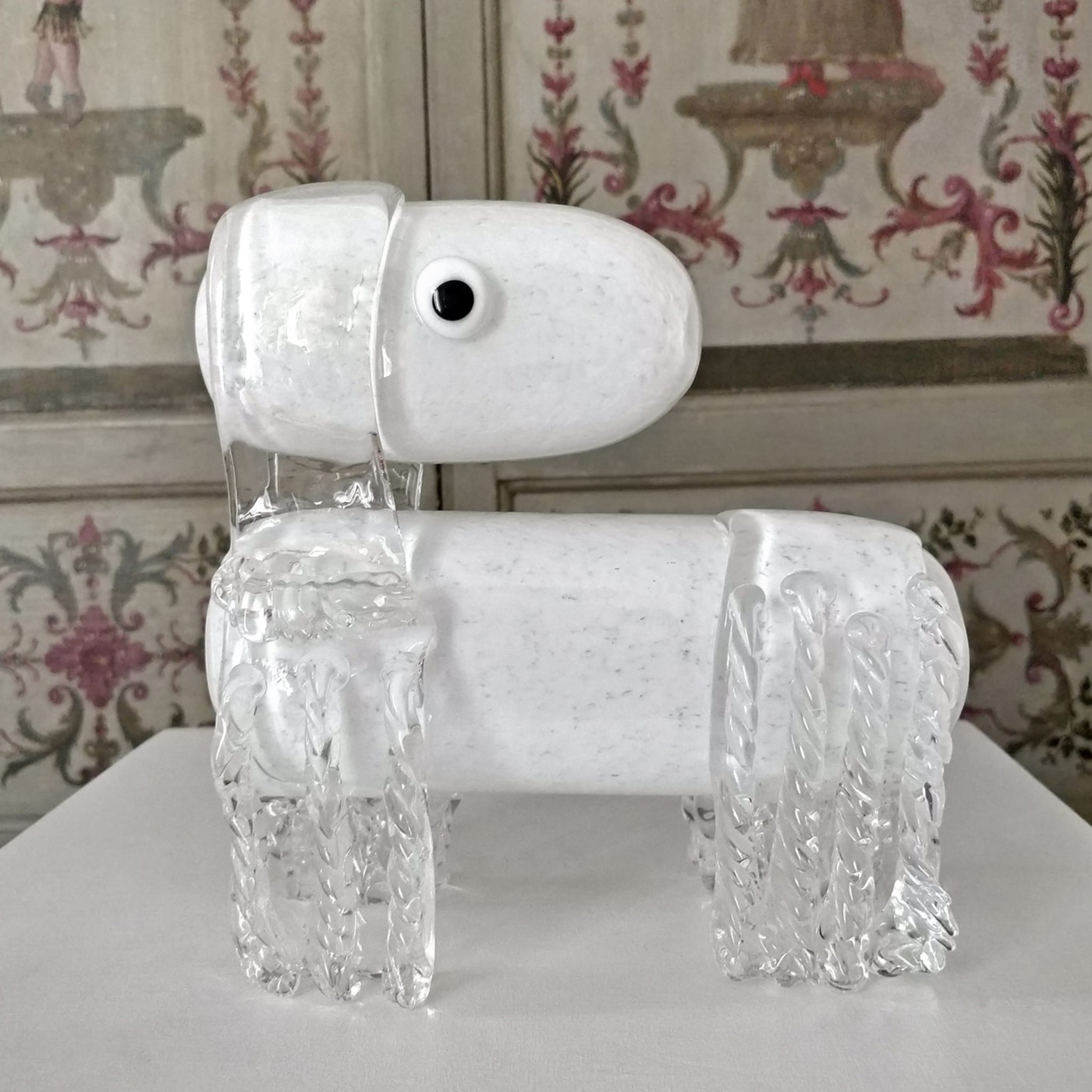 White Dog Venetian Glass Sculpture by Eliana Gerotto - Alternative view 3