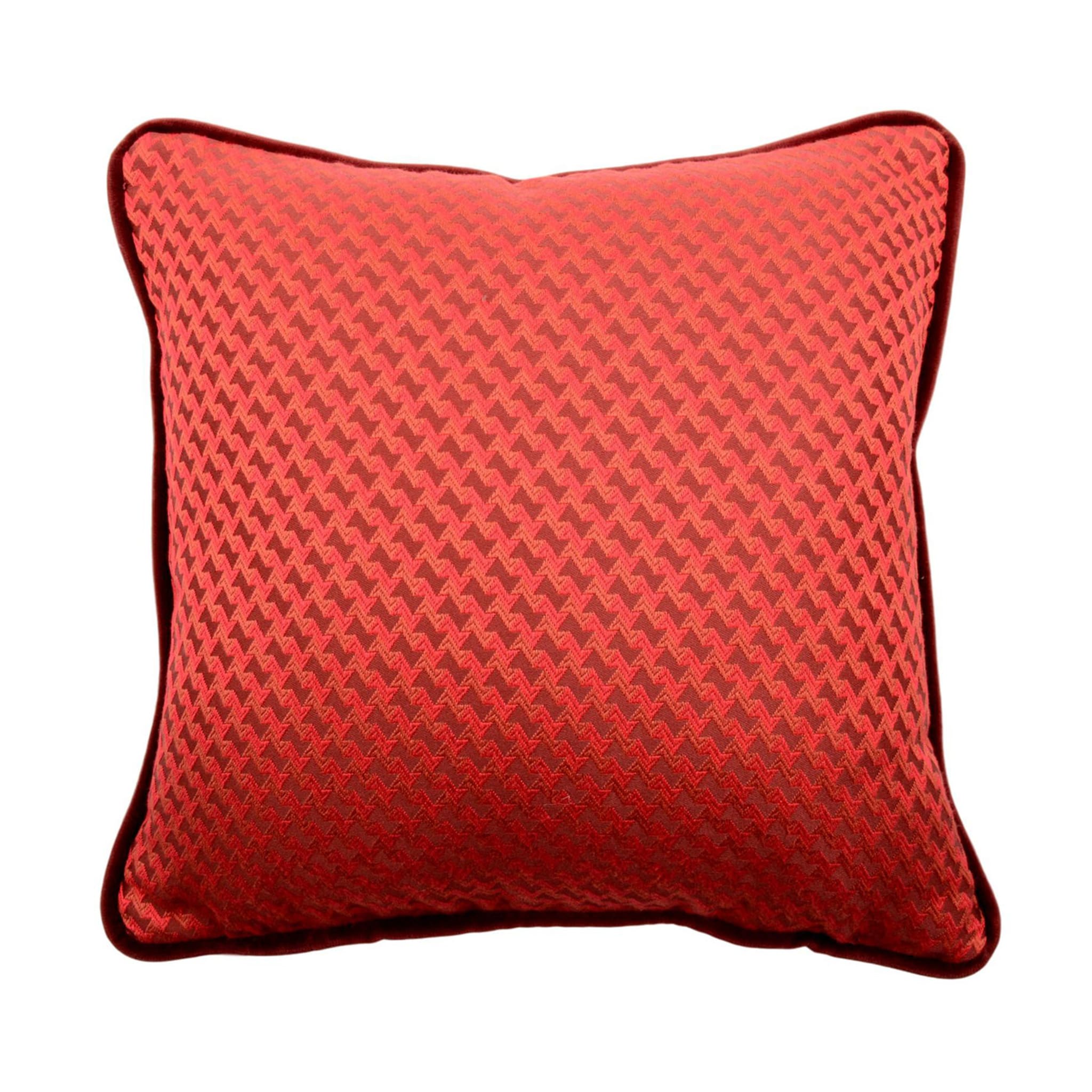 Coussin Carrè rouge en tissu jacquard à micro motifs - Vue principale