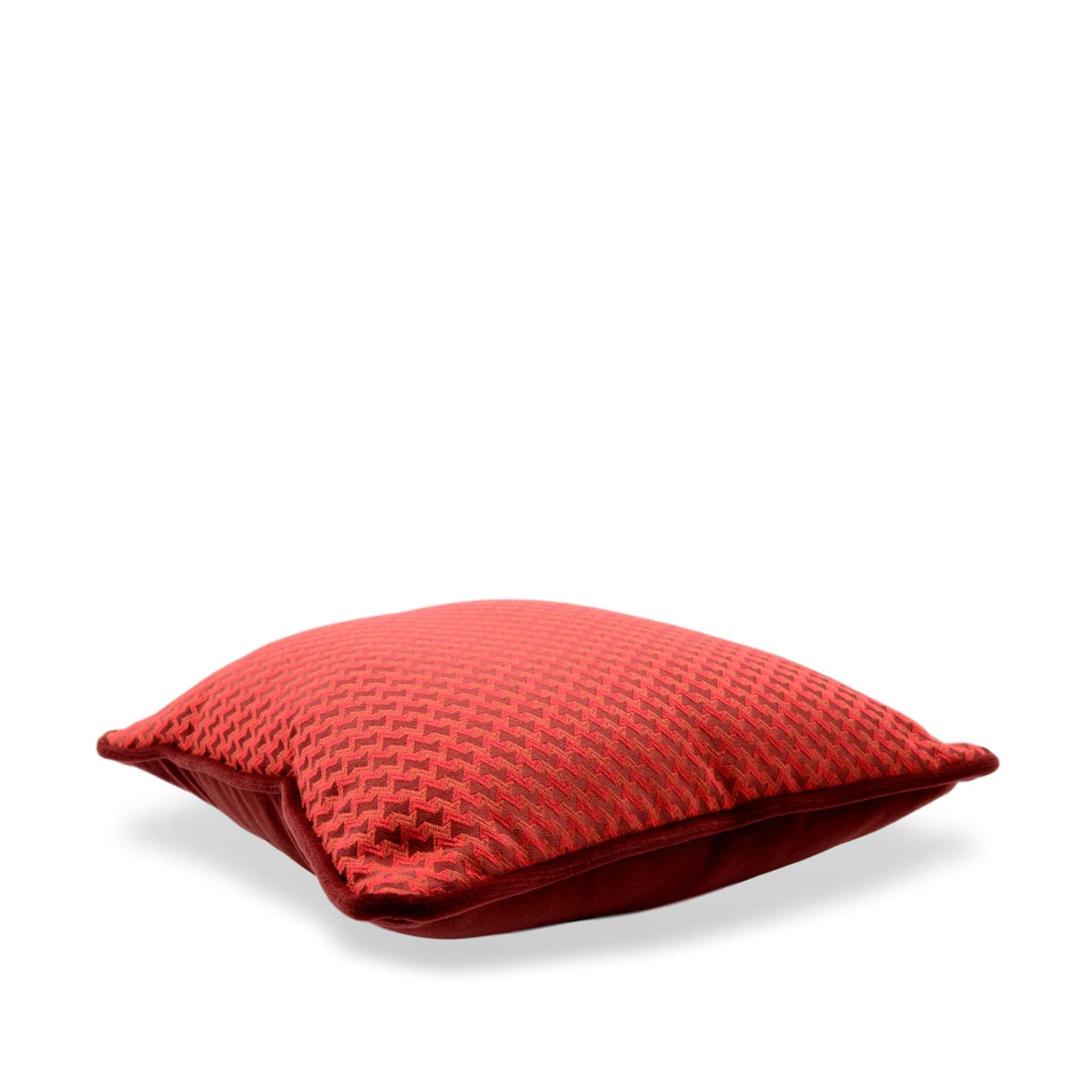 Red Carrè Cushion in micro patterned jacquard fabric - Alternative view 1